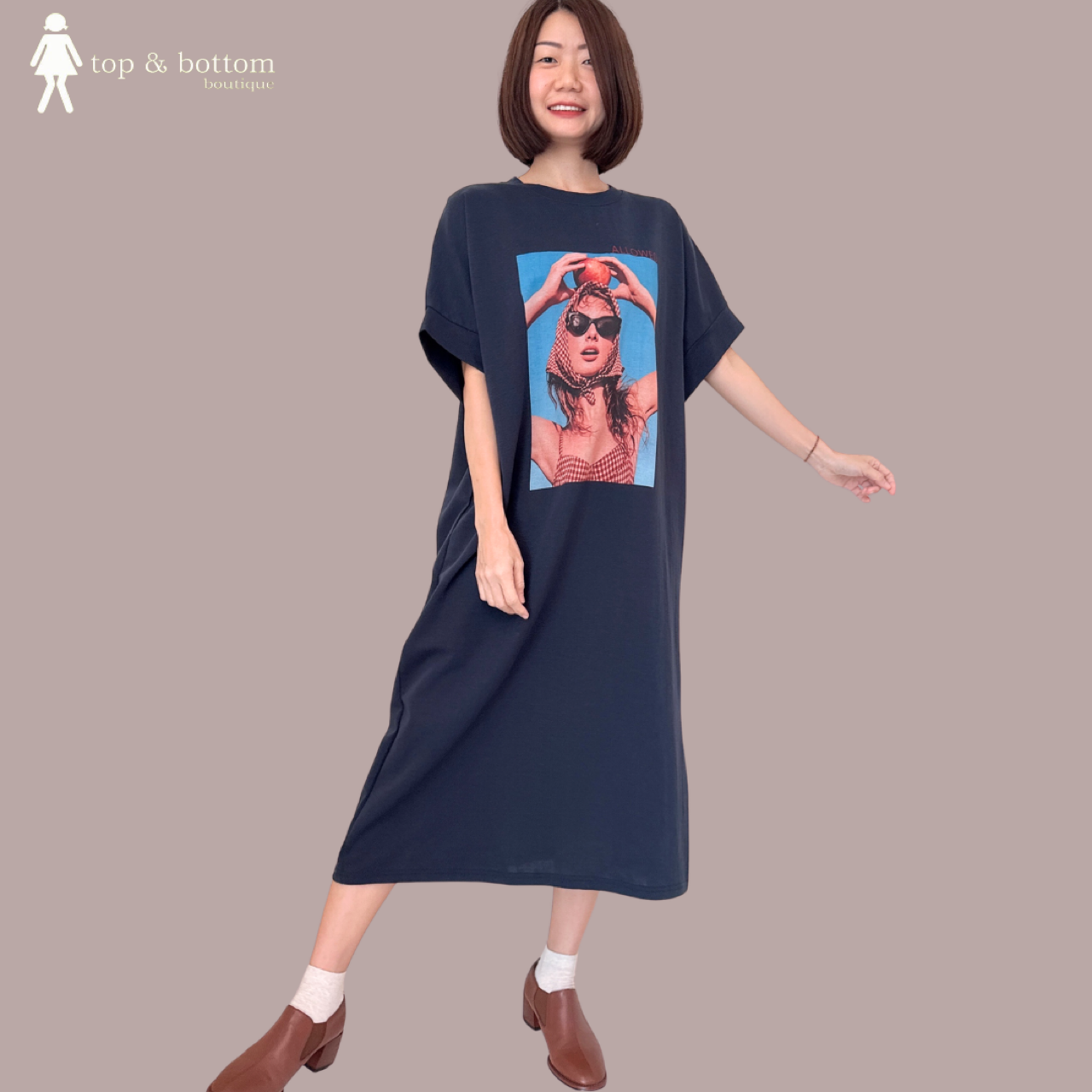SHORT SLEEVE GIRL & APPLE TEE DRESS
