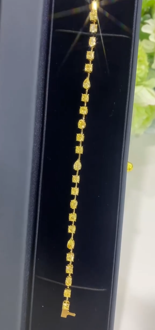 璀璨金耀｜18k金黃鑽異形切割手鍊