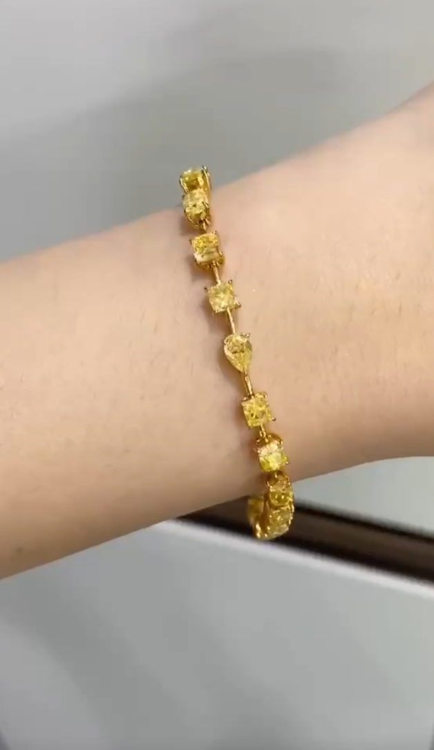 璀璨金耀｜18k金黃鑽異形切割手鍊