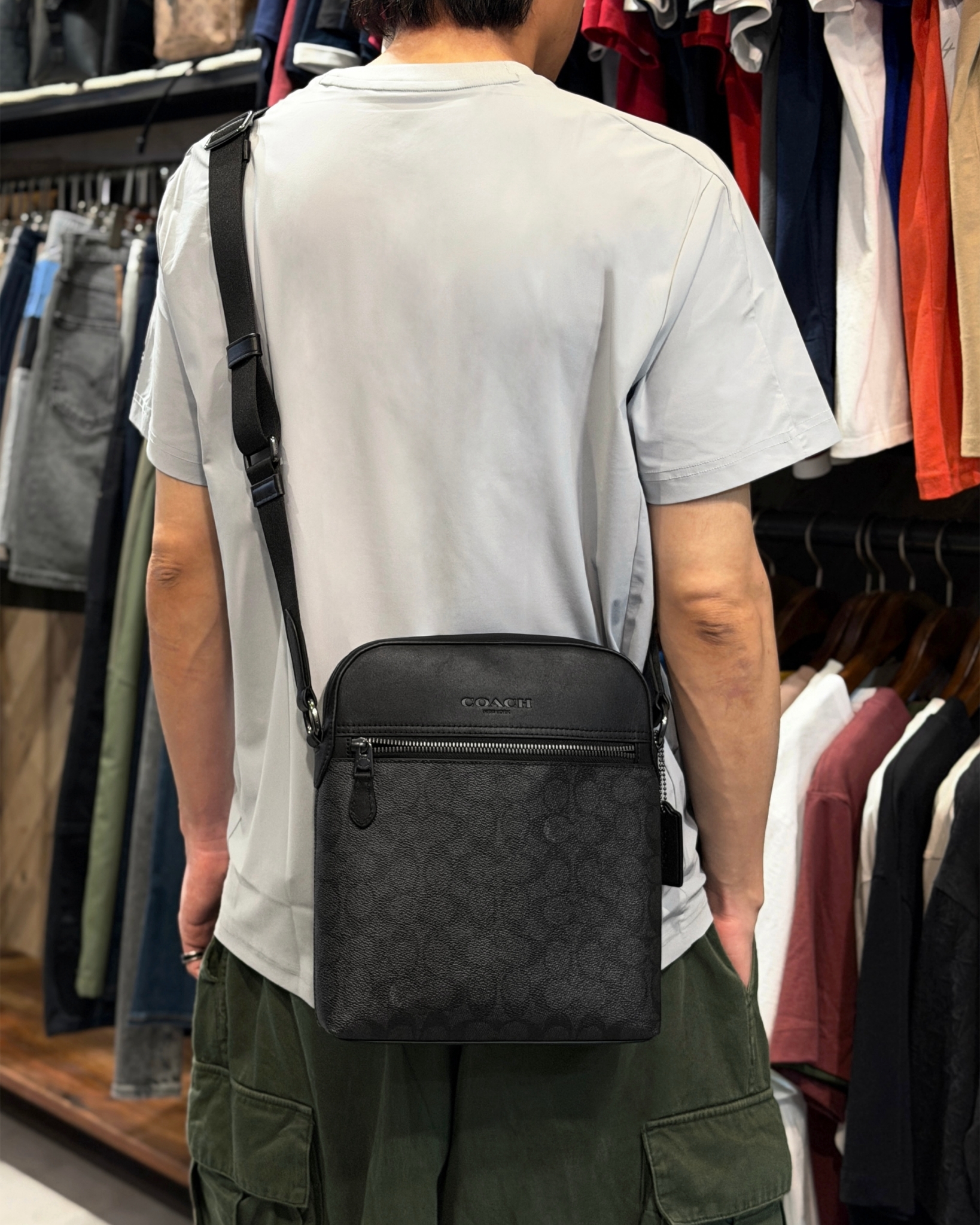 Coach 雙拉鍊 男款方包