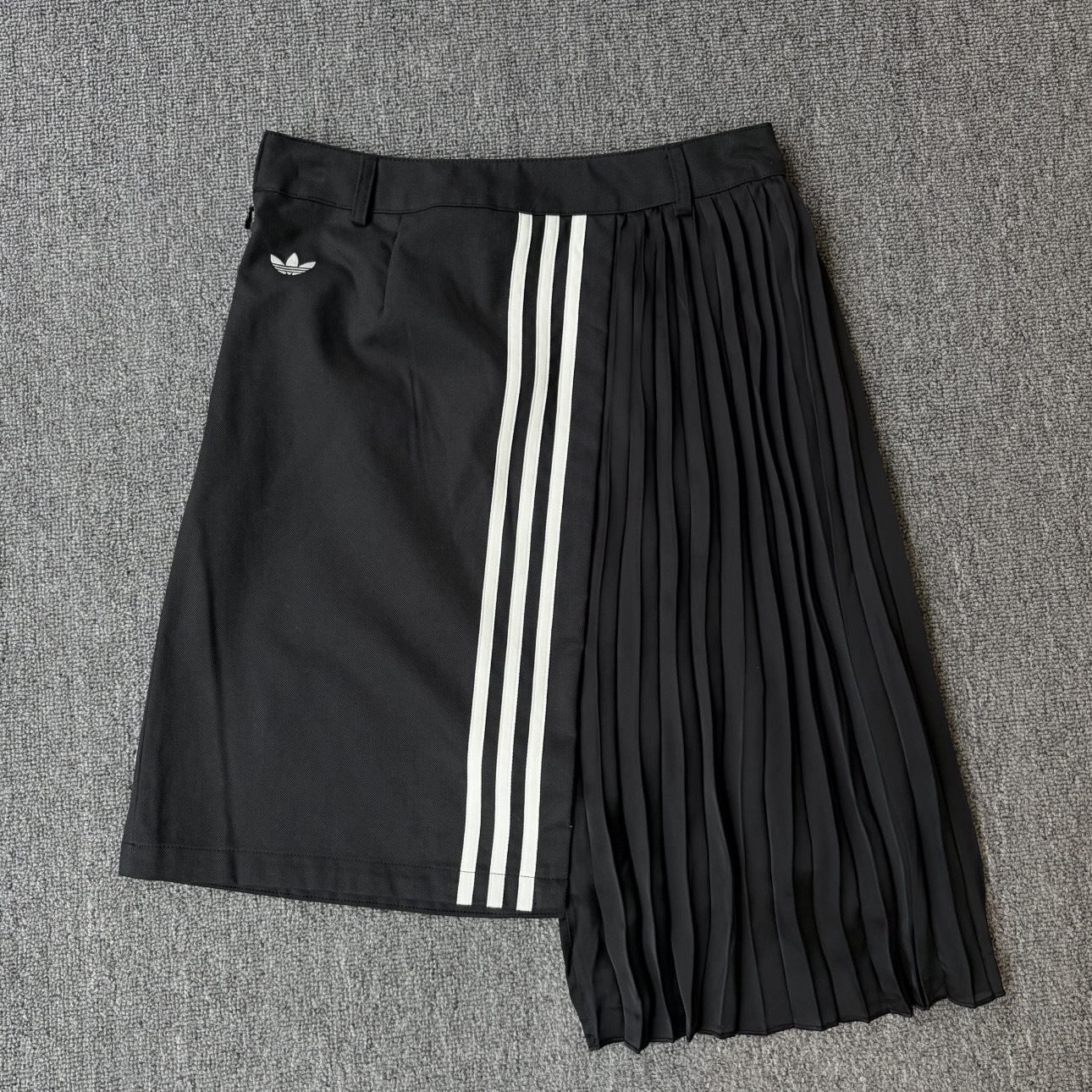 ADIDAS ORIGINALS PLEAT 不對稱 黑色 百褶長裙 網紗拼接 裙子 三葉草 LF2339