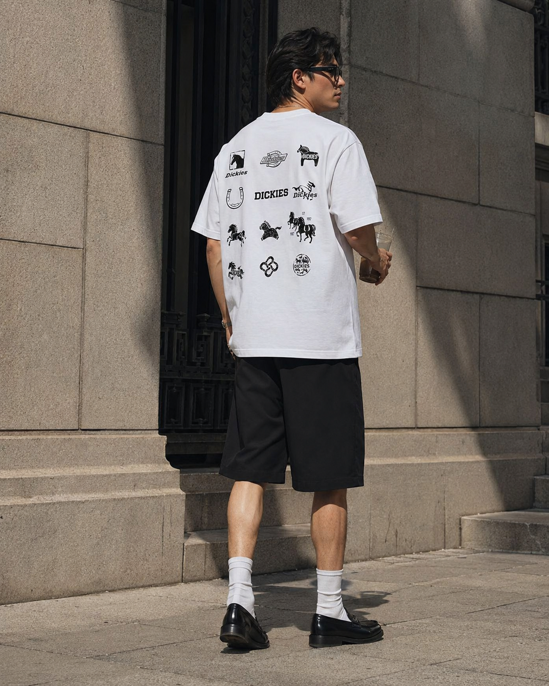 <現貨>Dickies 美式 圖騰 背後 陣列 愛馬仕人 印花 Logo 短T
