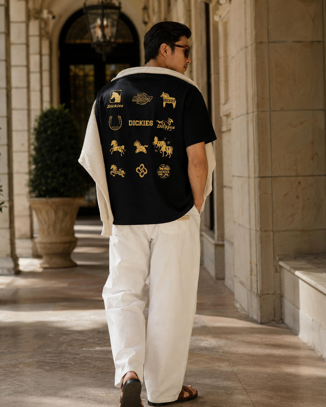 Dickies 美式 圖騰 背後 陣列 愛馬仕人 印花 Logo 短T