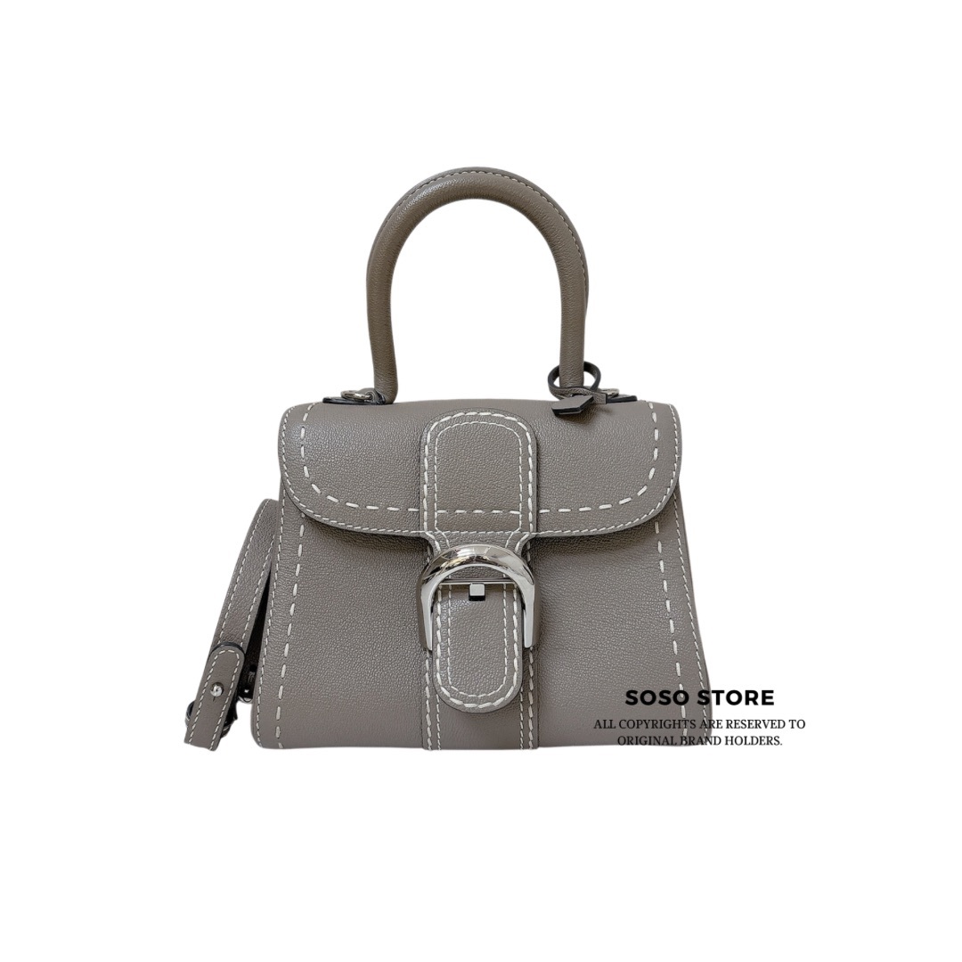 Delvaux Brillant Mini Surpiqué - Tourterelle / SHW