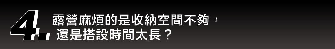 露營收納空間不夠、搭設時間太長的困擾