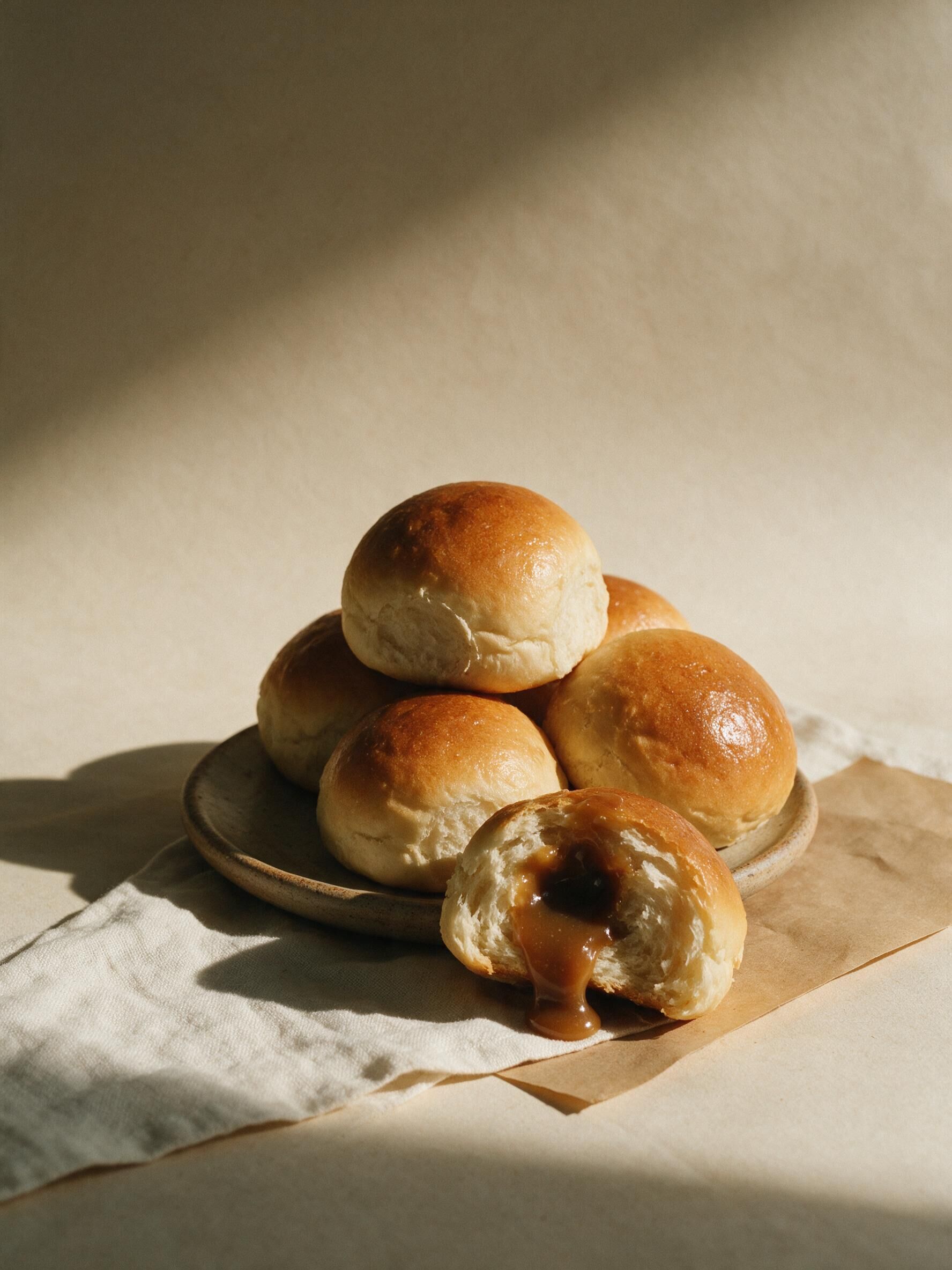 palm sugar caramel lava bun