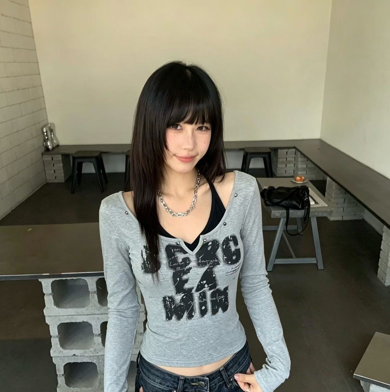 (GOAL) 美式假兩件掛脖薄長袖 8678