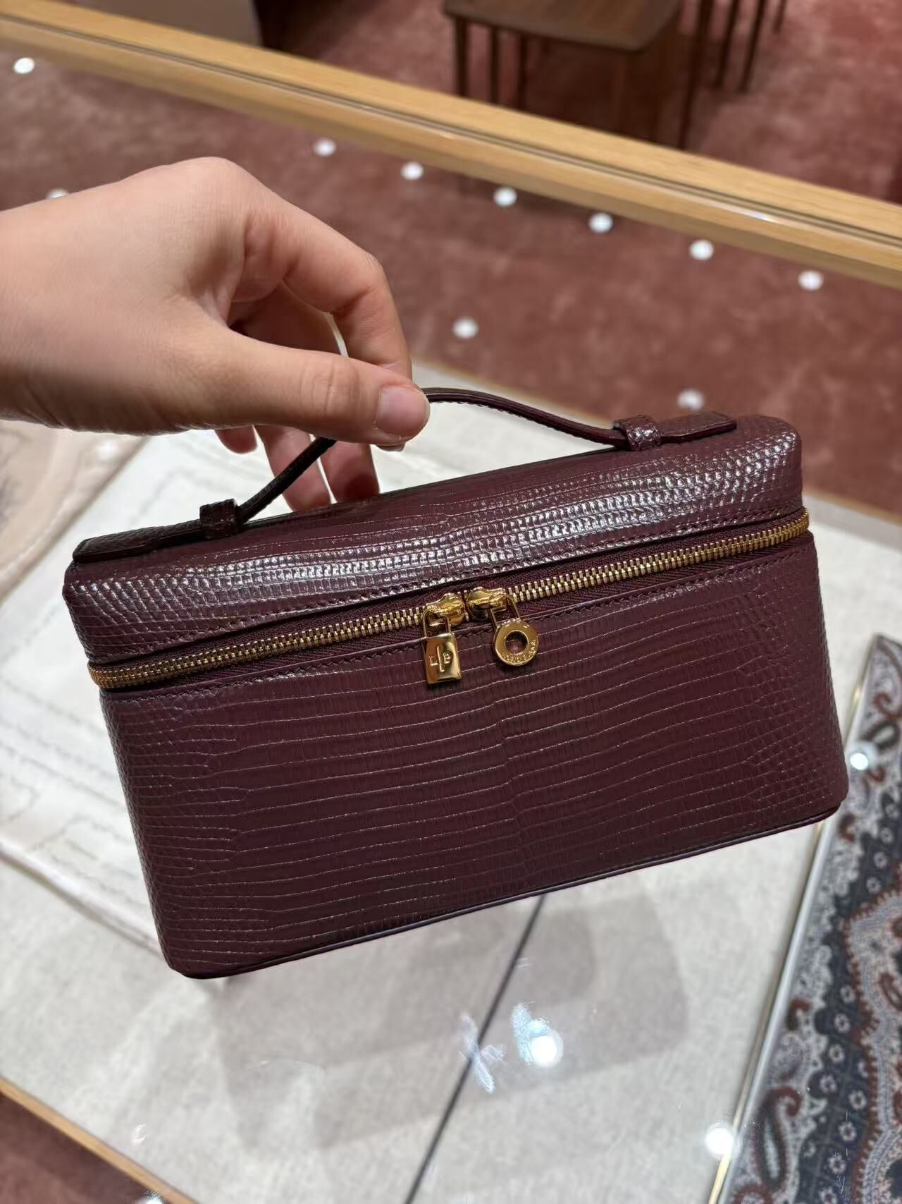 Loro Piana Extra Pocket L19 蜥蜴皮 手袋 煙薰焦糖色