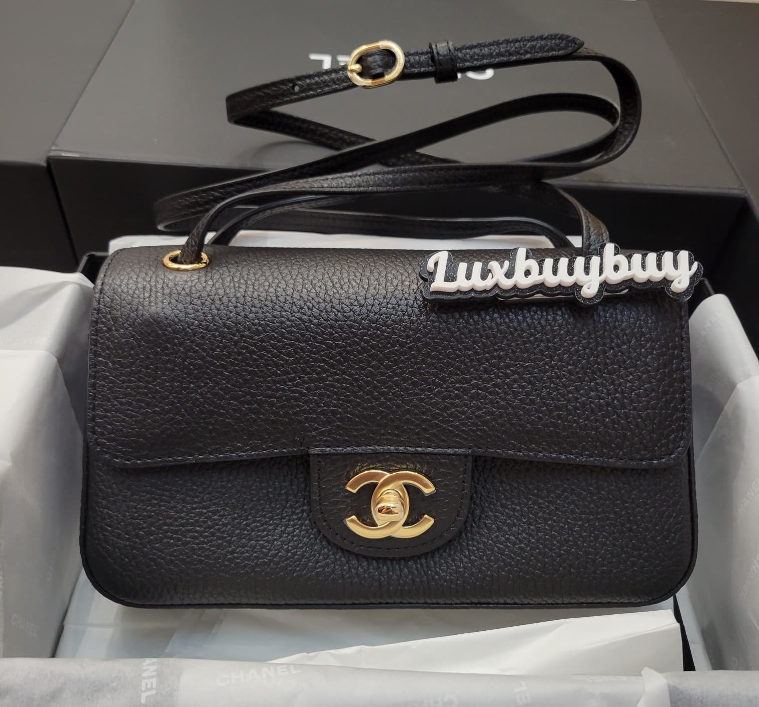 CHANEL AS6573 MINI FLAP BAG BLACK/GOLD