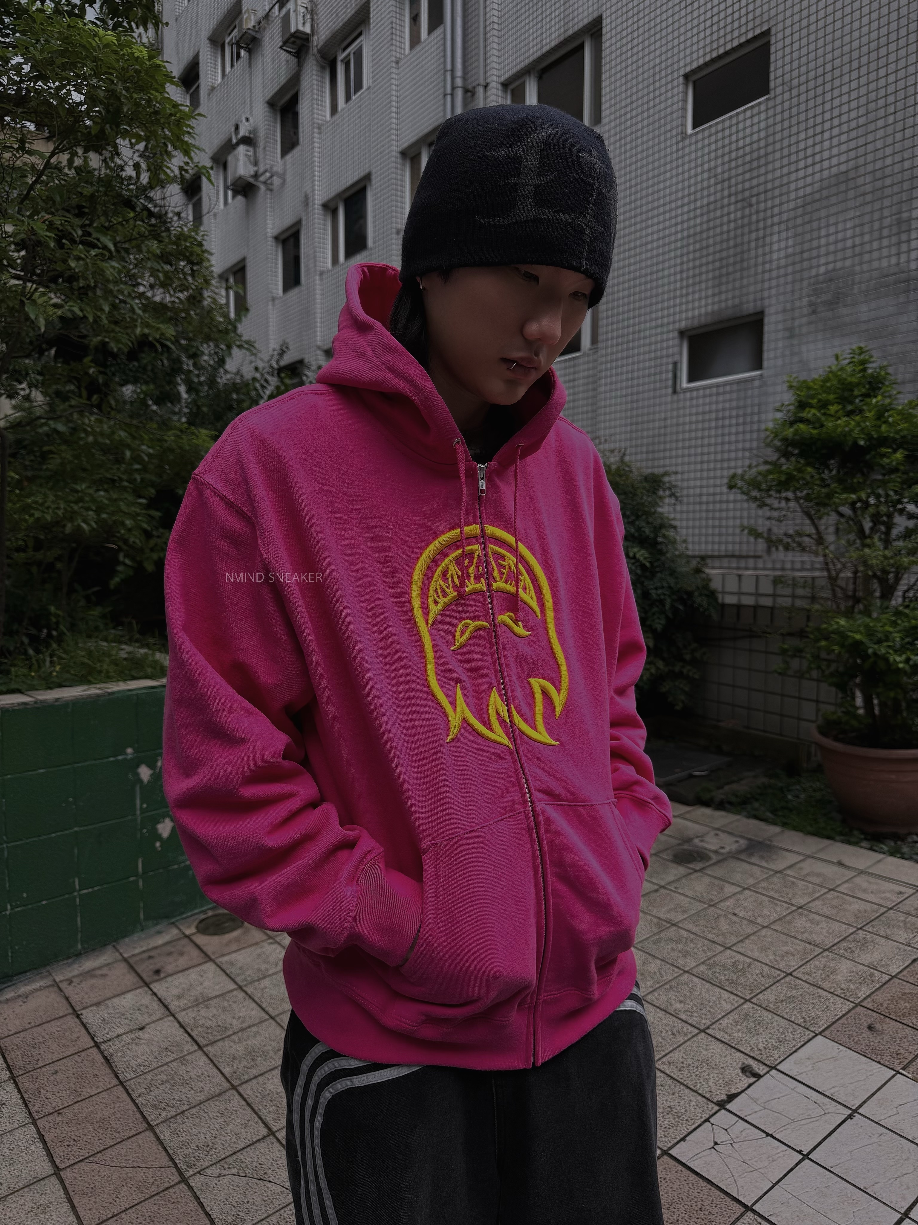 <快速出貨> Supreme Spitfire Zip-Up Hooded Sweatshirt 黑/桃紅