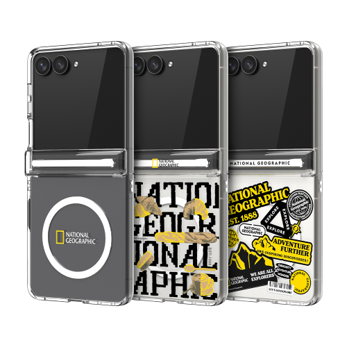 National Geographic - Magnetic Crystal Slim Fit Hinge Cover - Samsung Flip 8 Case 國家地理磁吸充電貼身透明鉸鏈保護手機硬殼
