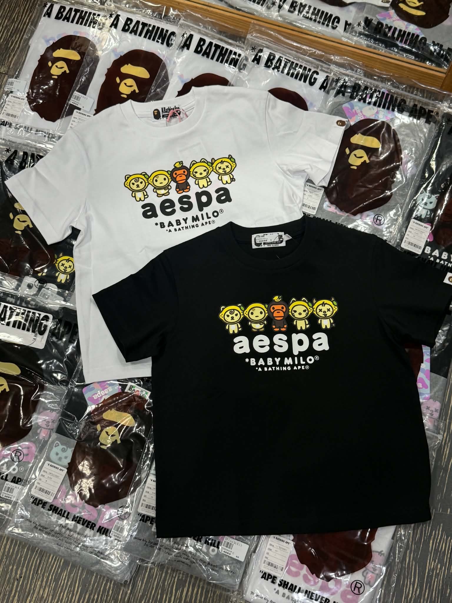 BAPE X aespa BABY MILO LEMONADE 短T 2M73110910 男版 /  2M73209901 女生短版