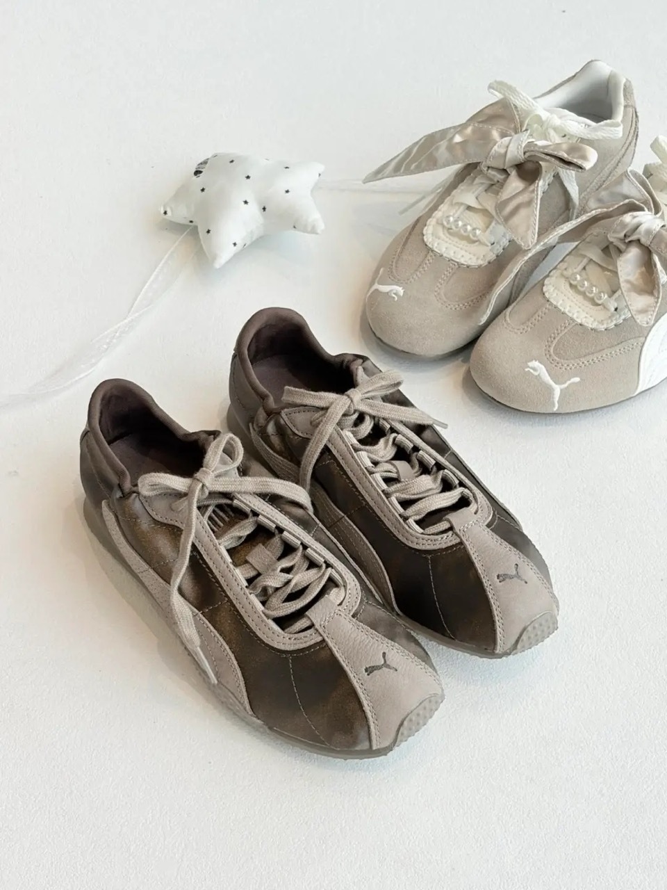 PUMA H-STREET ELASTIC SATIN 摩卡奶昔 灰棕 灰咖 奶茶 緞面 復古 女鞋 410645-01 / 調貨