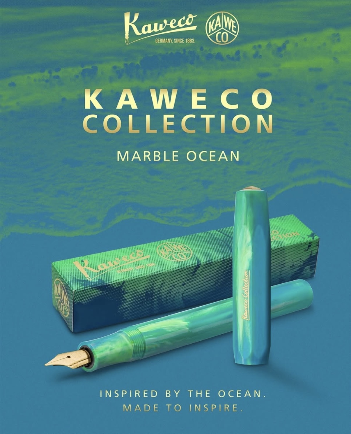 理石洋藍 Marble Ocean COLLECTION系列鋼筆 短鋼筆｜德國KAWECO