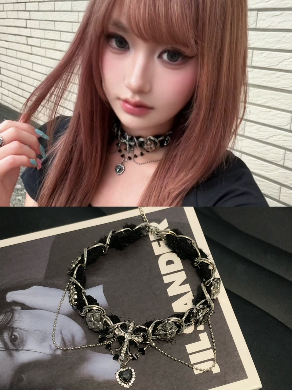 ★大推 哥特輕朋克十字愛心鏈條chocker
