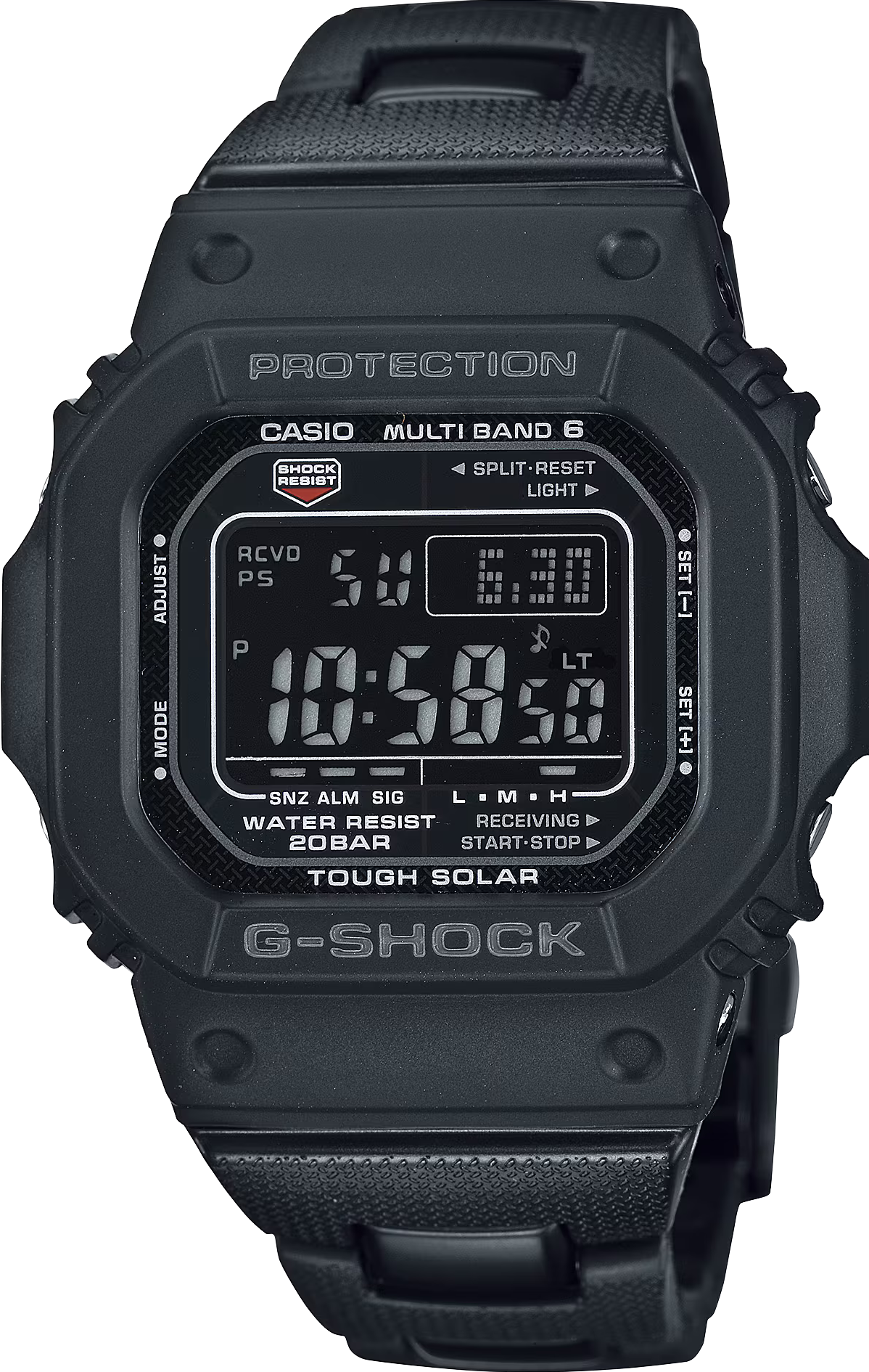 萬年鐘錶 - G-SHOCK  經典設計太陽能電波電子錶 GW-M5610UBC-1 錶徑 : 43.2mm