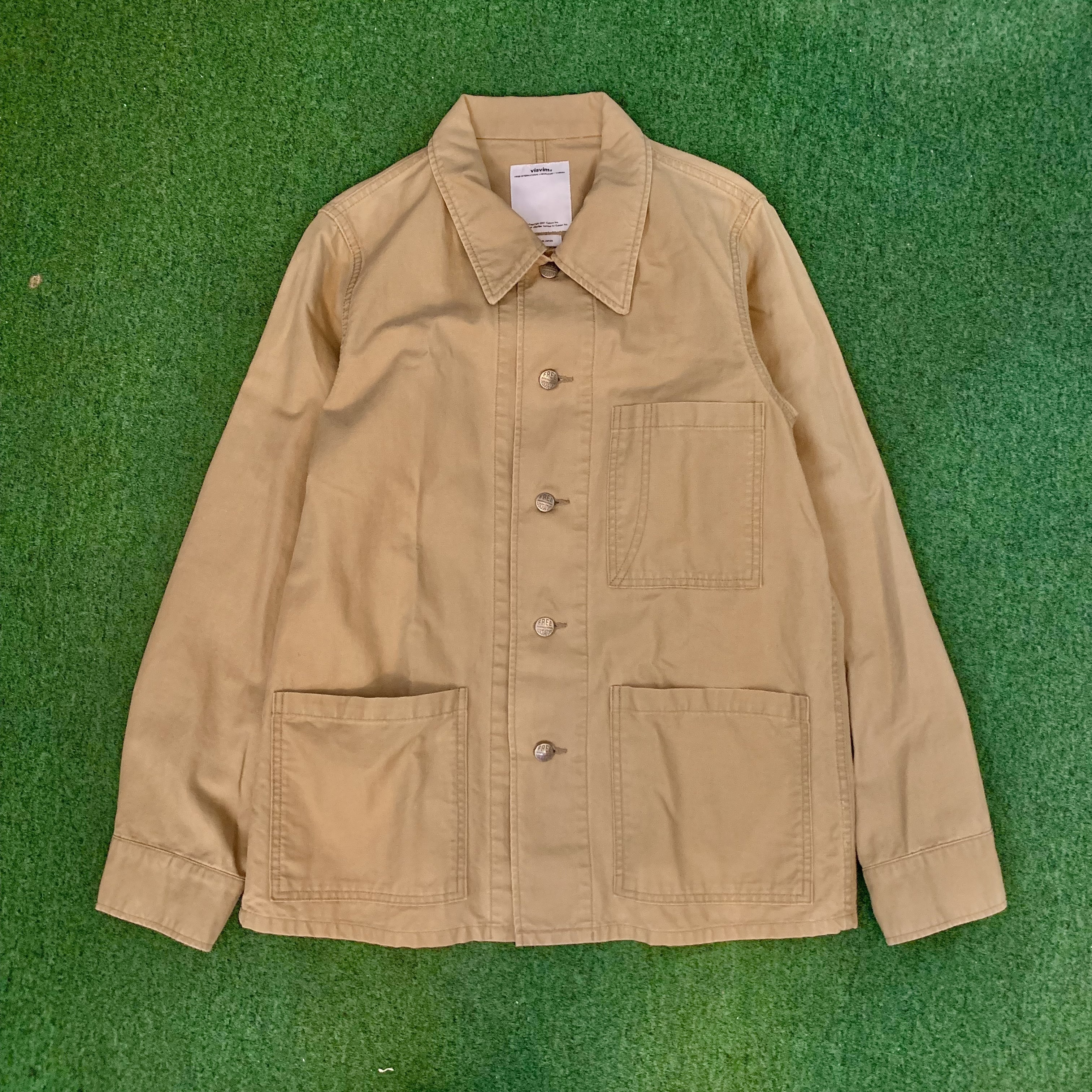 VISVIM TRAVAIL COVERALL CANVAS JACKET - BEIGE SIZE 2