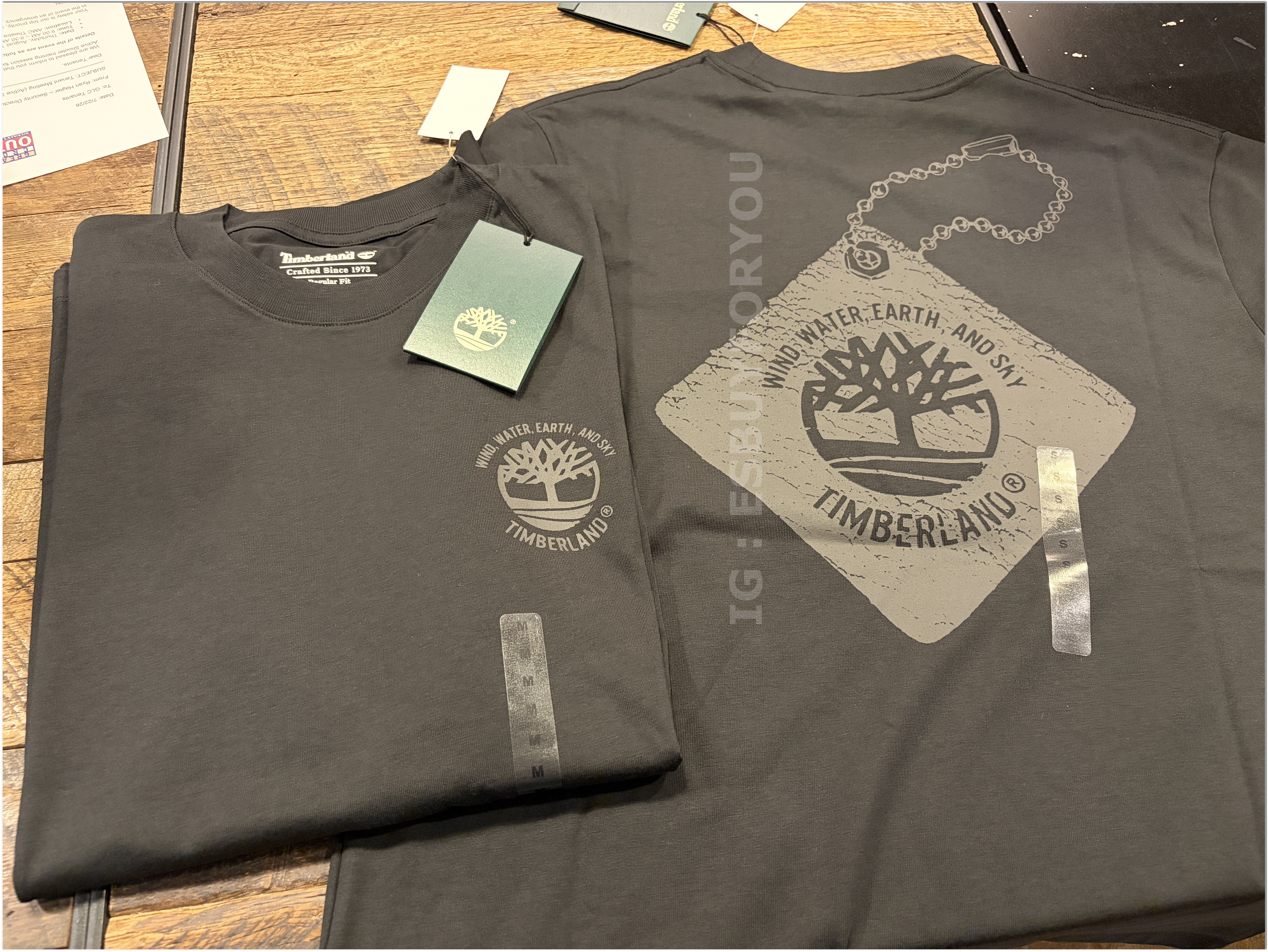 【限時】Timberland 大人 厚領口 正反圖案 短TEE