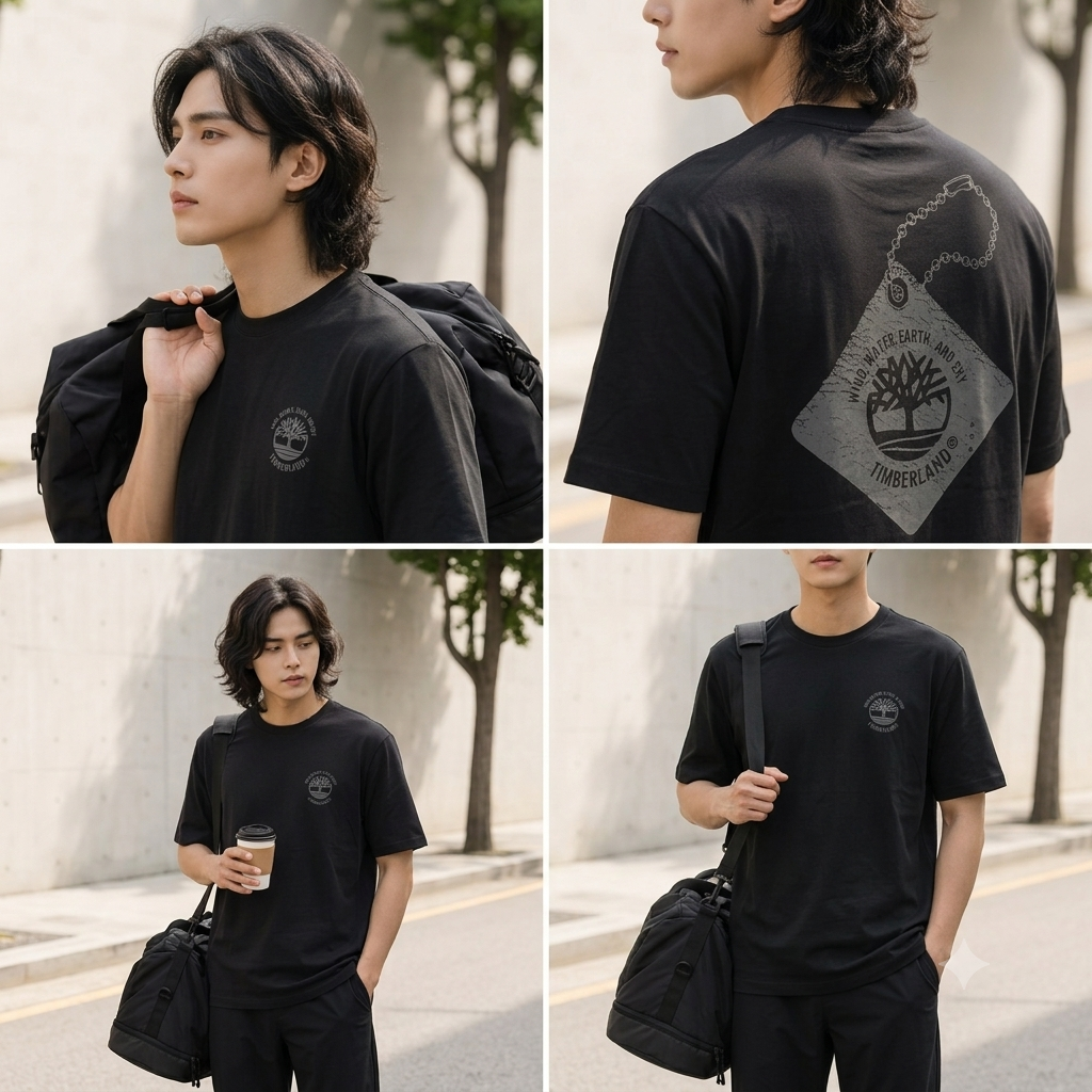 【限時】Timberland 大人 厚領口 正反圖案 短TEE