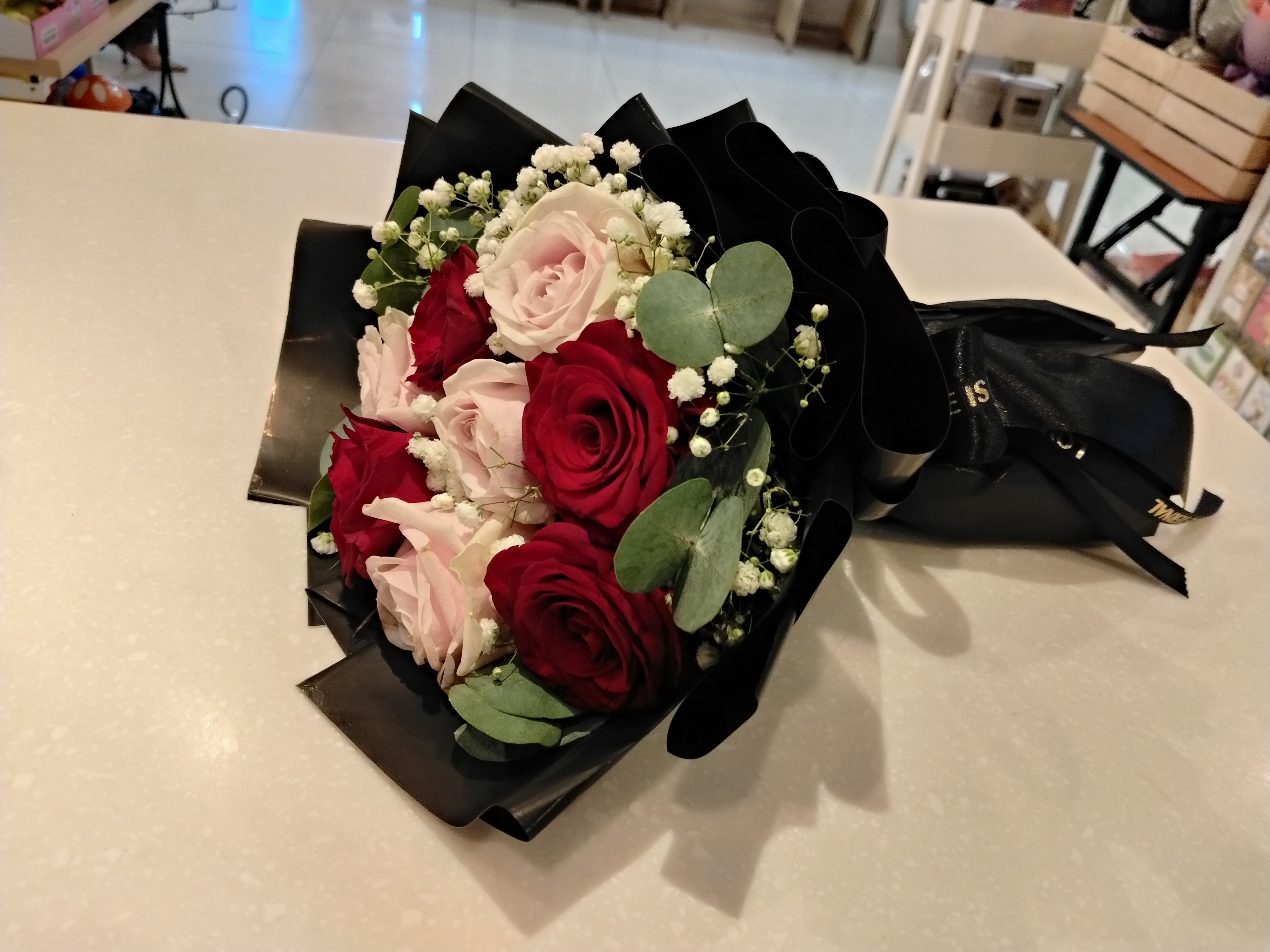 red and pink roses