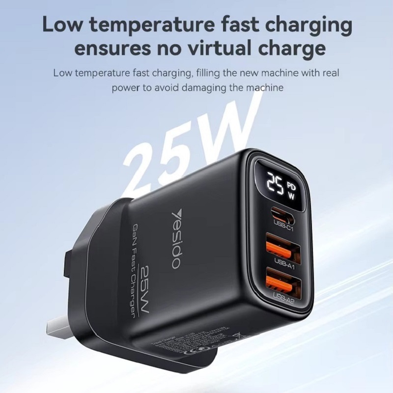 Yesido 3 Port 25W USB Charger with USB-C cable YC163