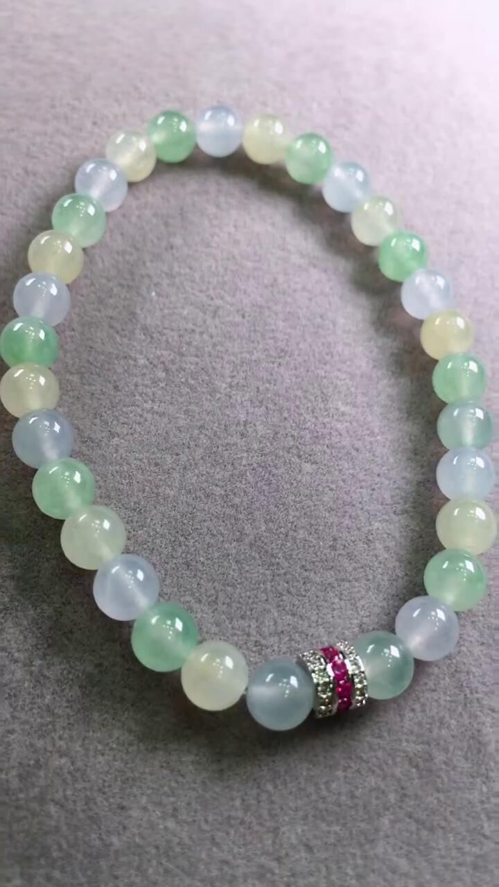 翡翠糖果手串 (6.2mm直徑),天然翡翠A玉, 緬甸玉, Jade, Jadeite