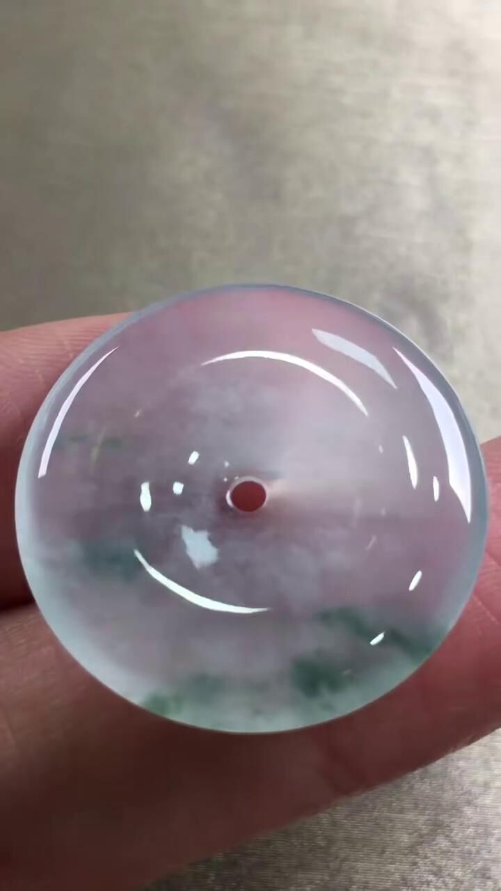 翡翠高冰平安扣 (23.8mm直徑),天然翡翠A玉, 緬甸玉, Jade, Jadeite