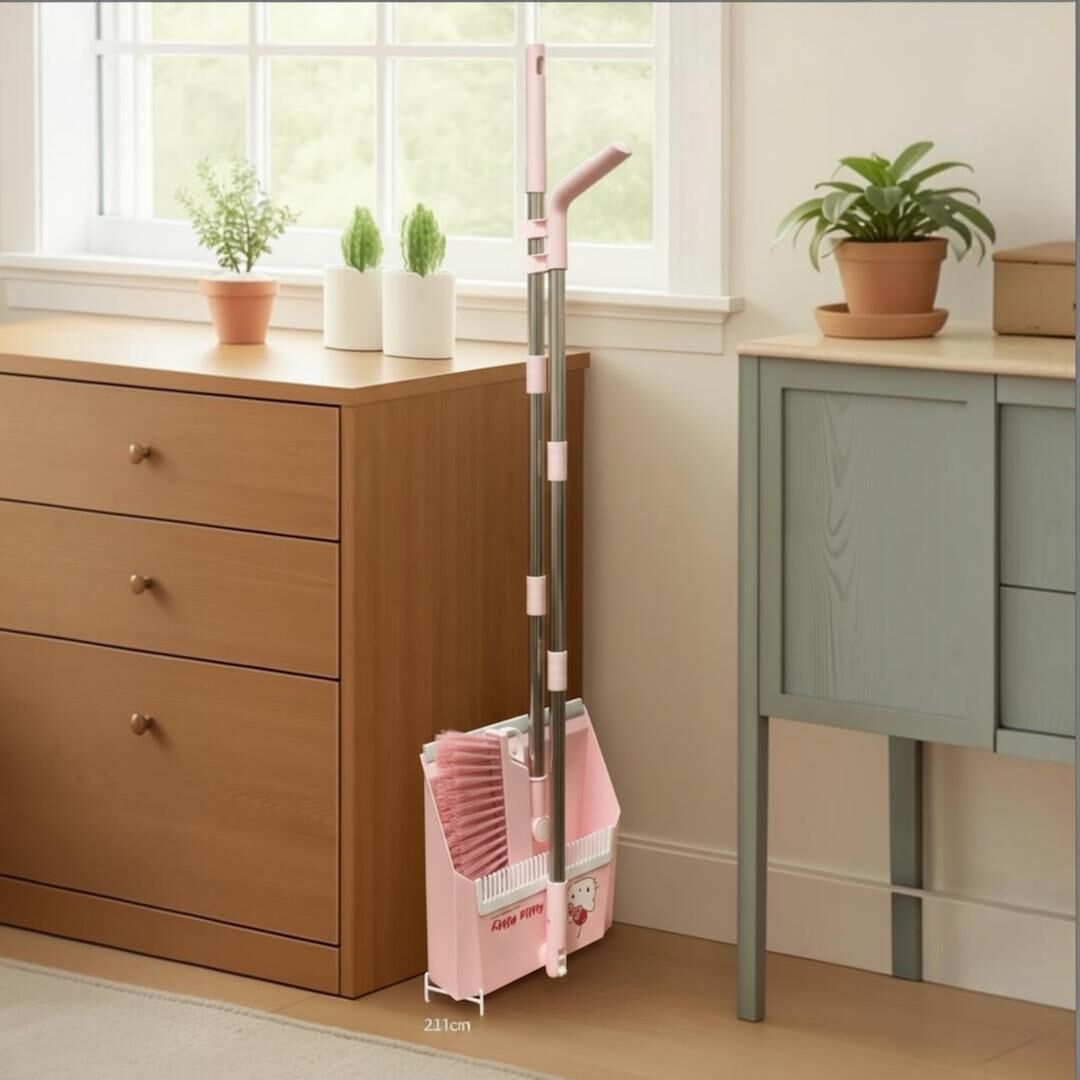 26060 Sanrio Hello Kitty Pink Hello Kitty Broom + Dustpan 2-Piece Set #TW-HS26