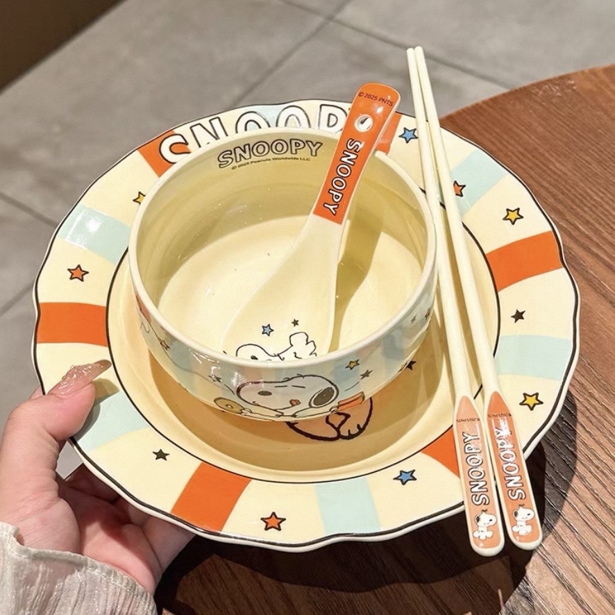 SNOOPY 碗盤組 餐具 專用一人 碗盤湯匙 陶瓷