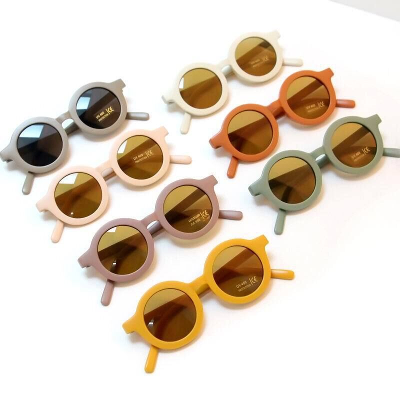 任選兩件$150【H1116】防紫外線莫蘭迪圓框墨鏡太陽眼鏡(1-6y)