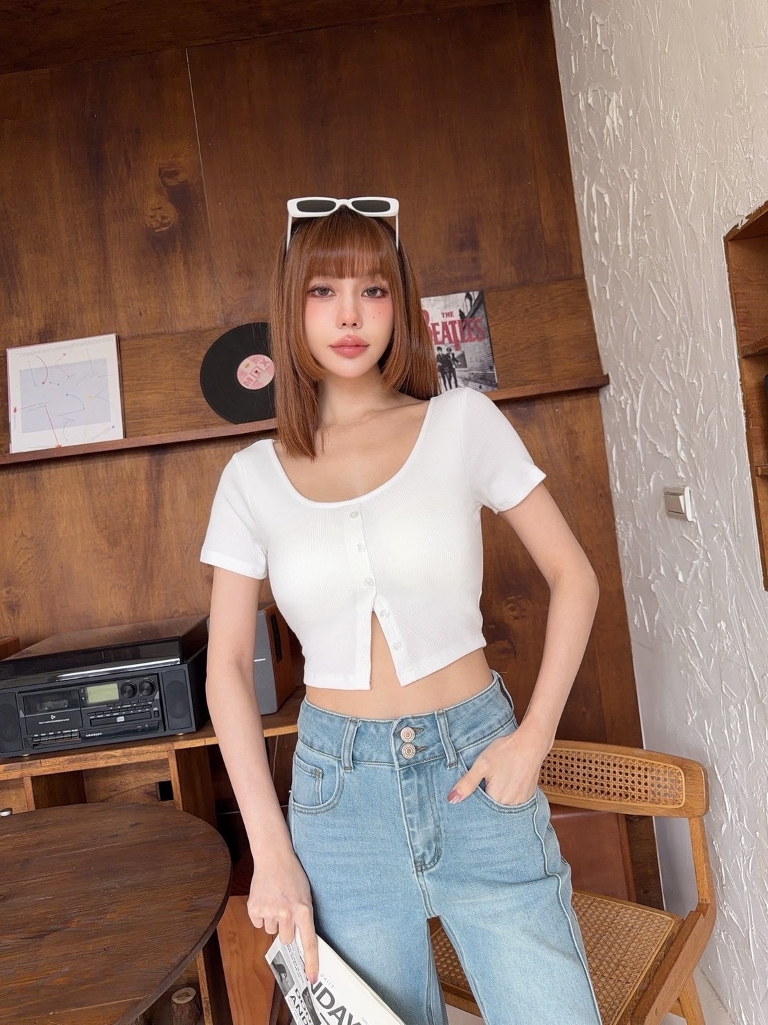 [新品九折優惠] 🇹🇼微性感排扣U領bra top