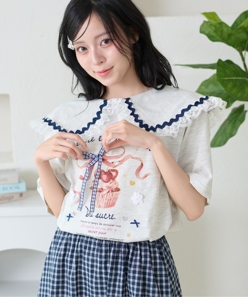 kutir / Lace Collar Ribbon T-Shirt