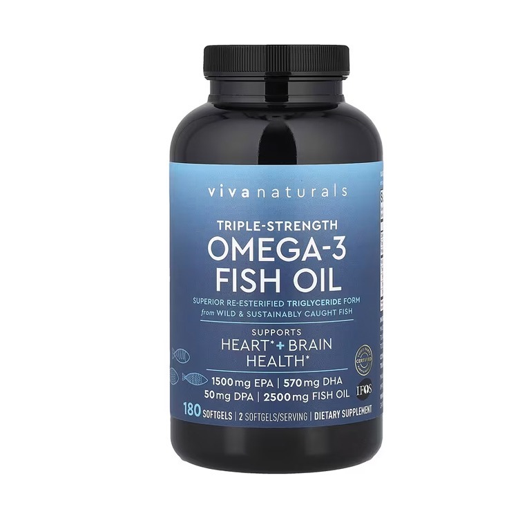 美國Viva Naturals rTG型高含量奧米加-3 ,2250毫克 (鯷魚,沙甸魚,鯖魚,羅非魚),180粒膠囊