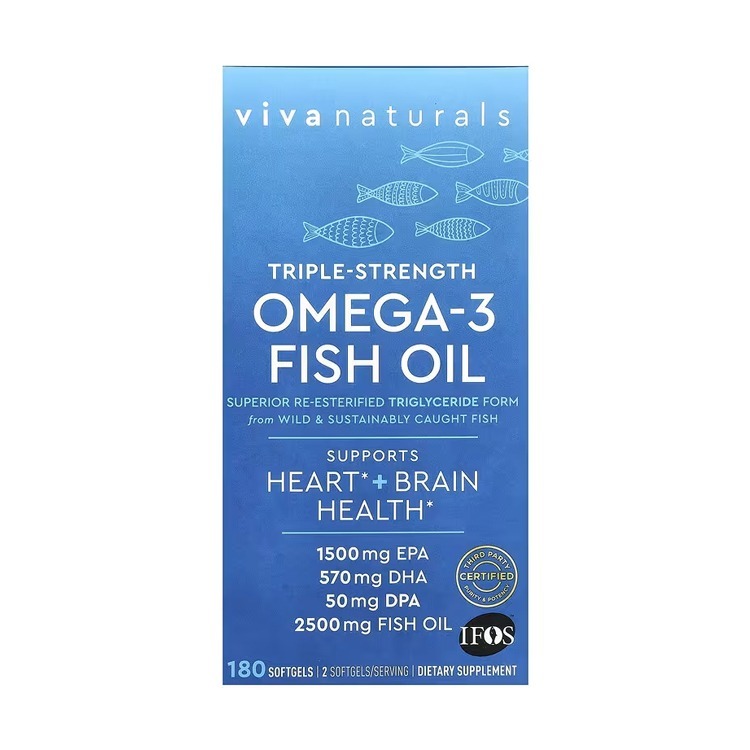 美國Viva Naturals rTG型高含量奧米加-3 ,2250毫克 (鯷魚,沙甸魚,鯖魚,羅非魚),180粒膠囊
