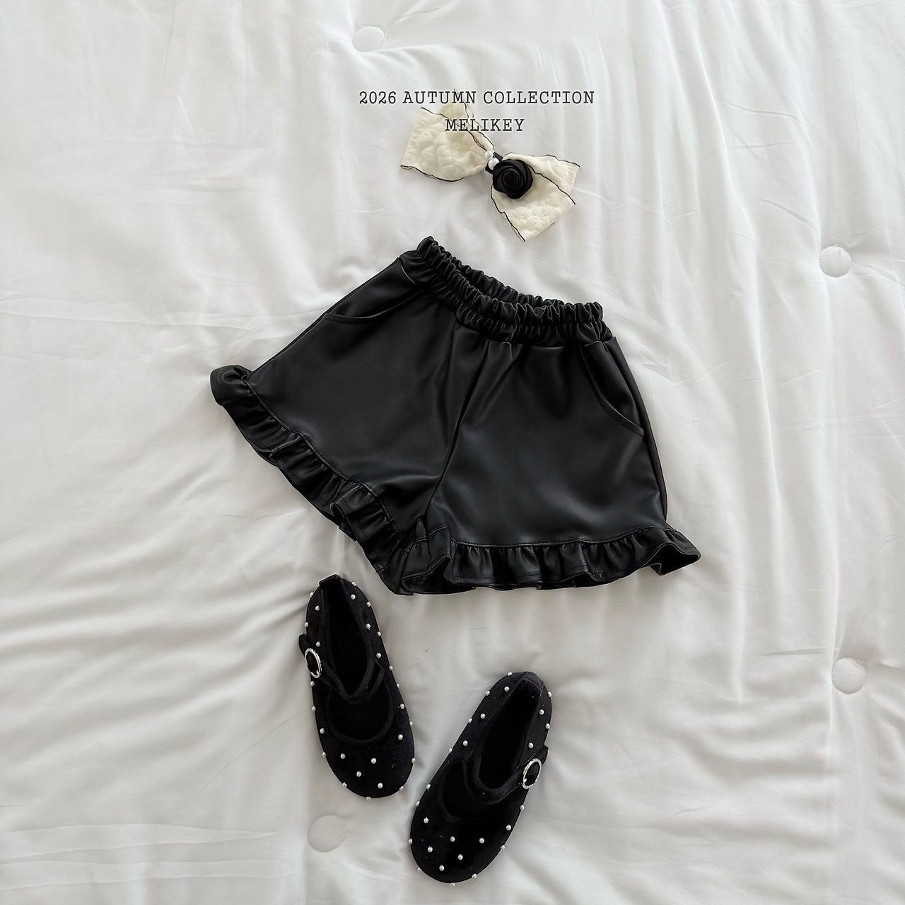 MELIKEY Leather Frill Shorts
