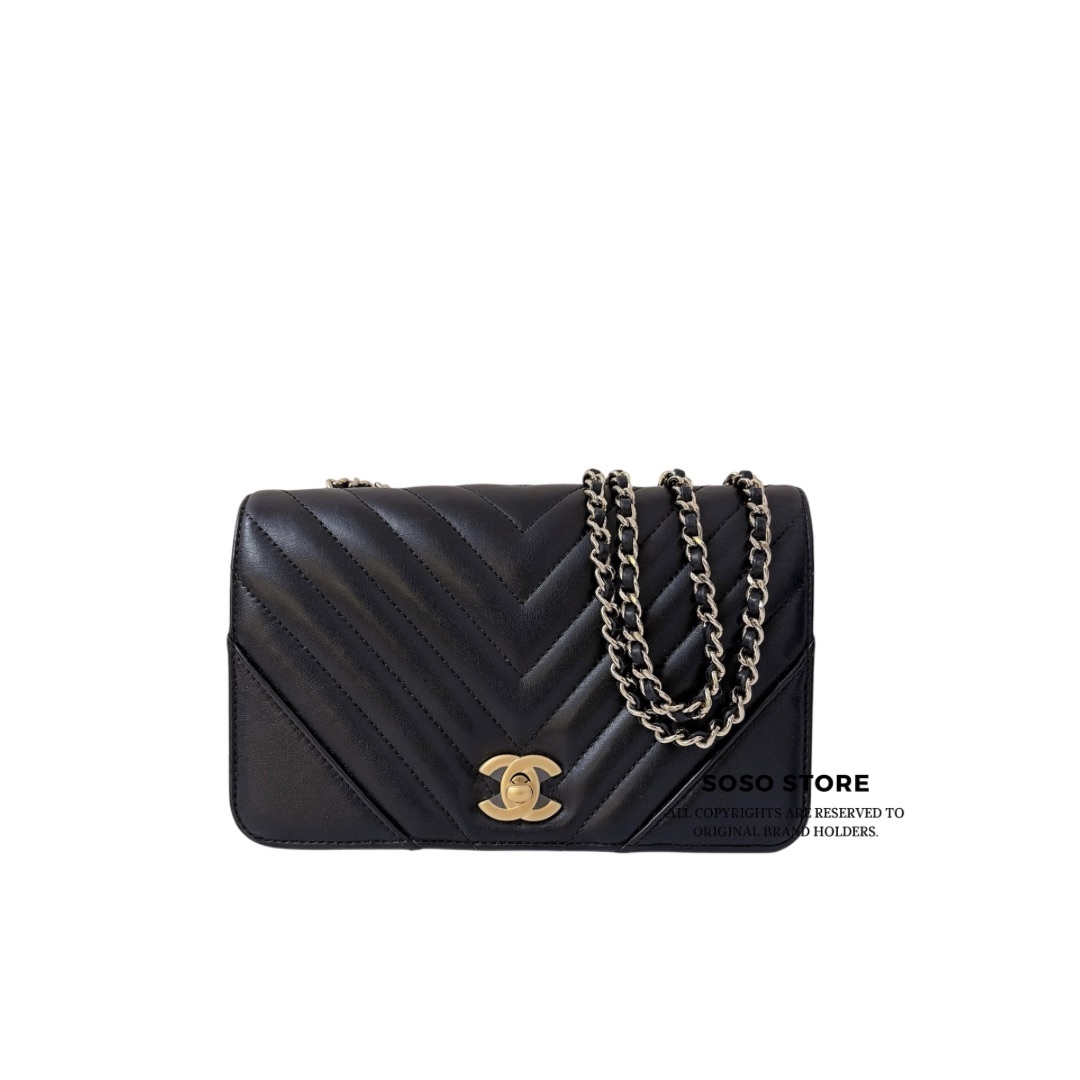 Chanel Small Statement Flap Bag - Black / GHW