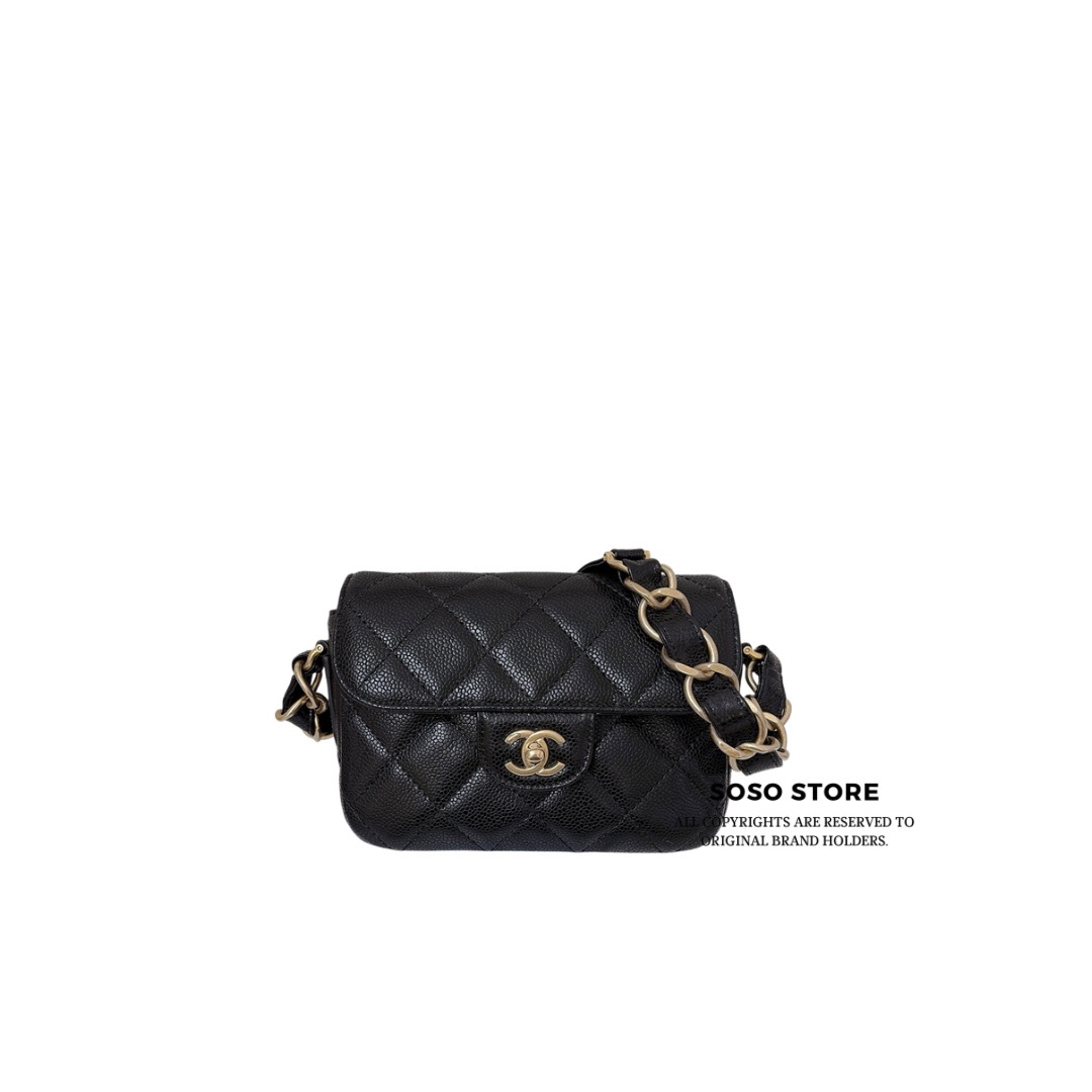 Chanel Mini Chain Belt Bag - Black / GHW
