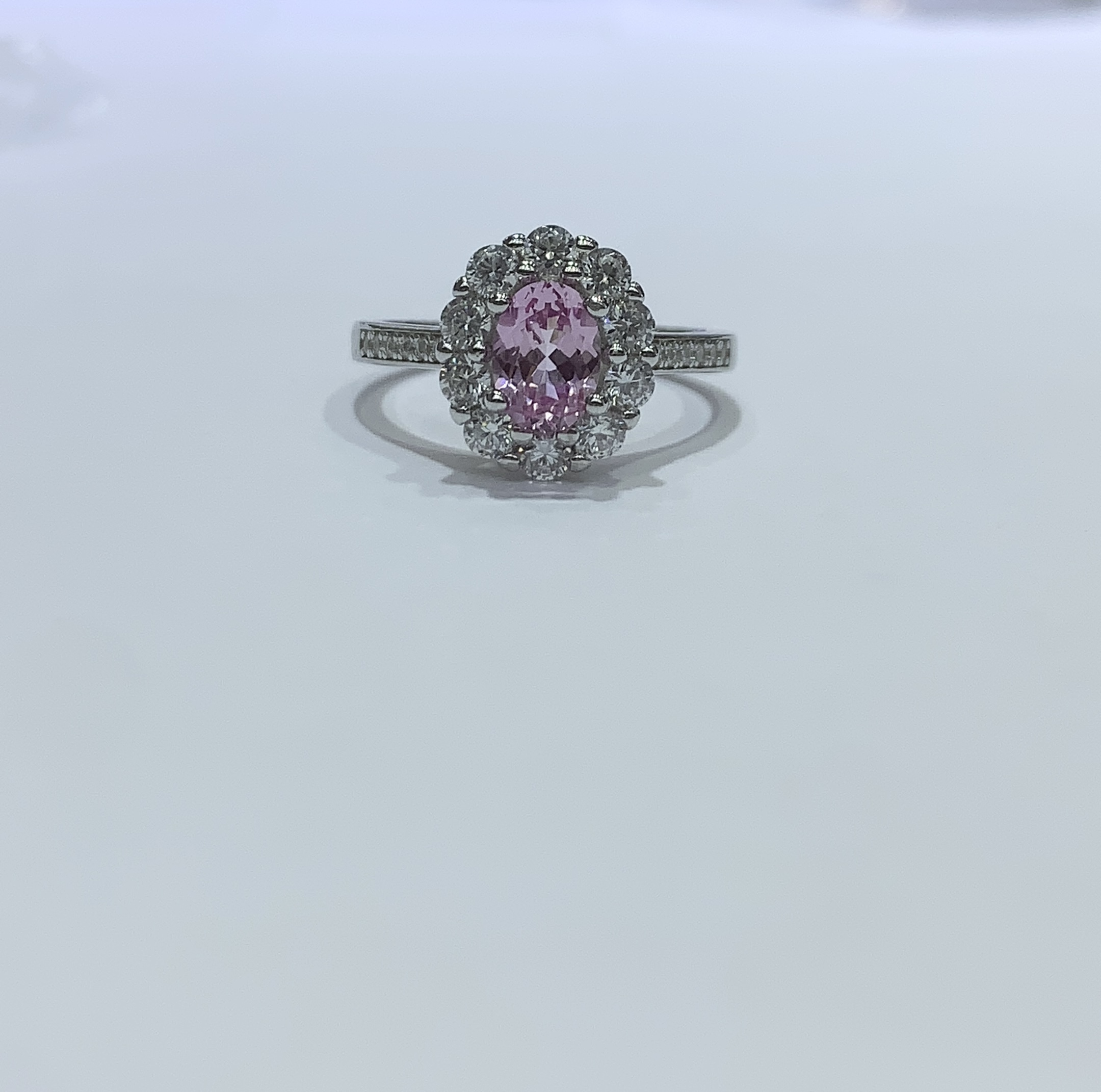 (BR1) 培育櫻花粉藍寳戒指5*7MM(S925銀)(包證書) #CJ07507 #1809STA