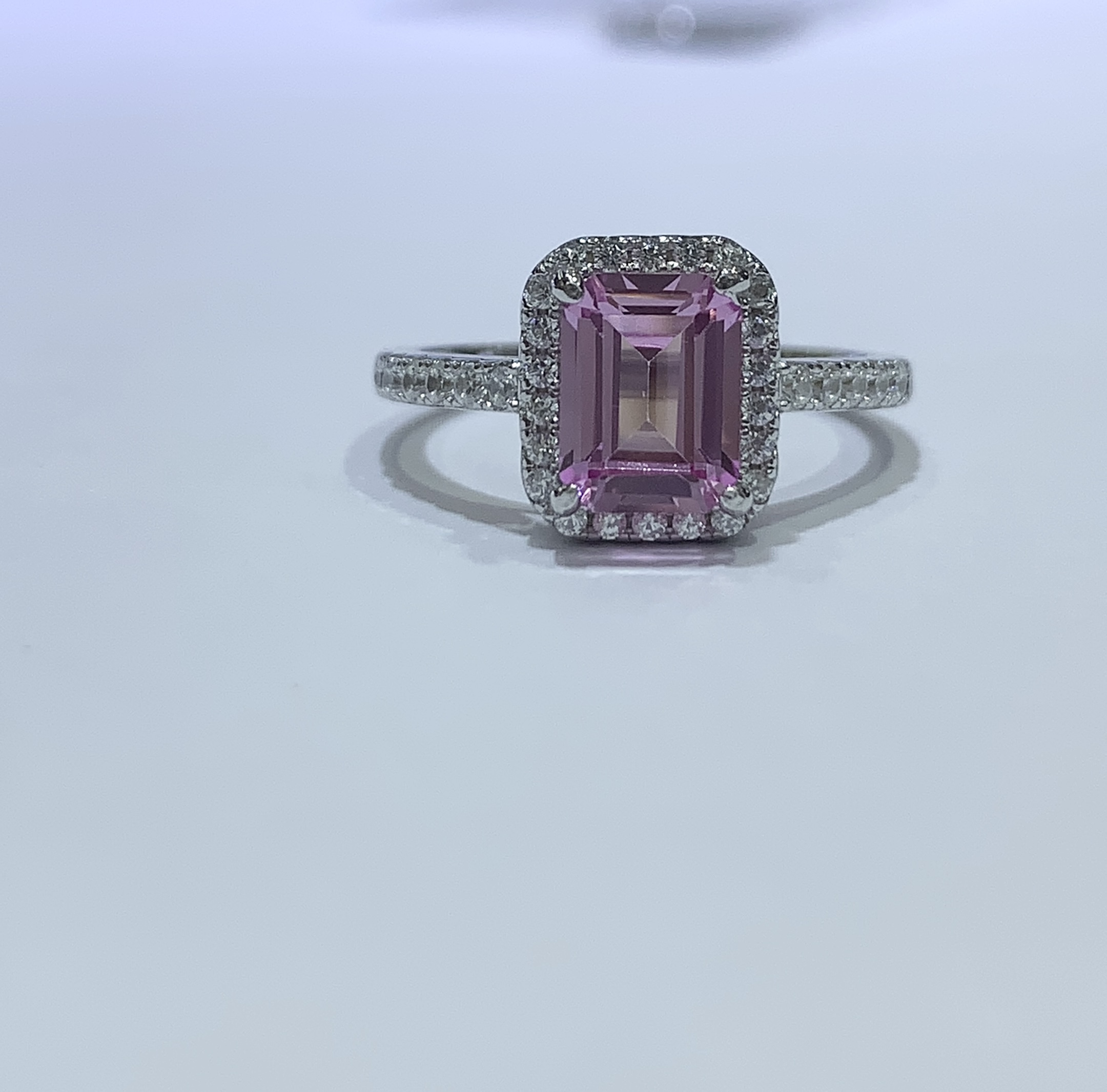 (BT1) 培育櫻花粉藍寳戒指6*8MM(S925銀)(包證書) #CJ16607 #1809STA