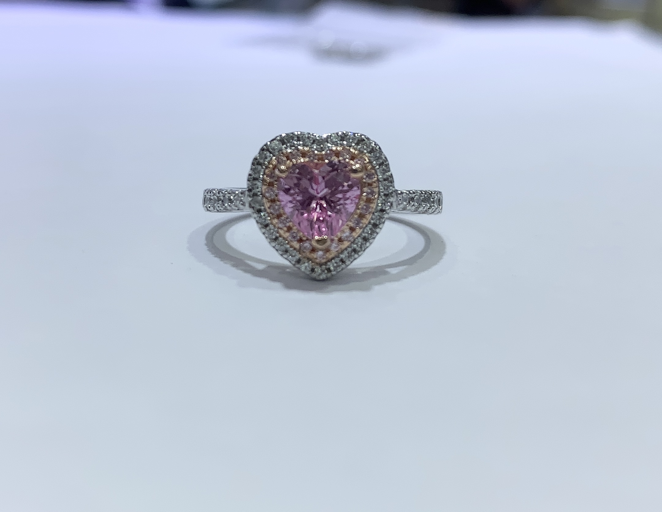 (BU1) 培育櫻花粉藍寳戒指6*6MM(S925銀)(包證書) #CJ00807 #1809STA