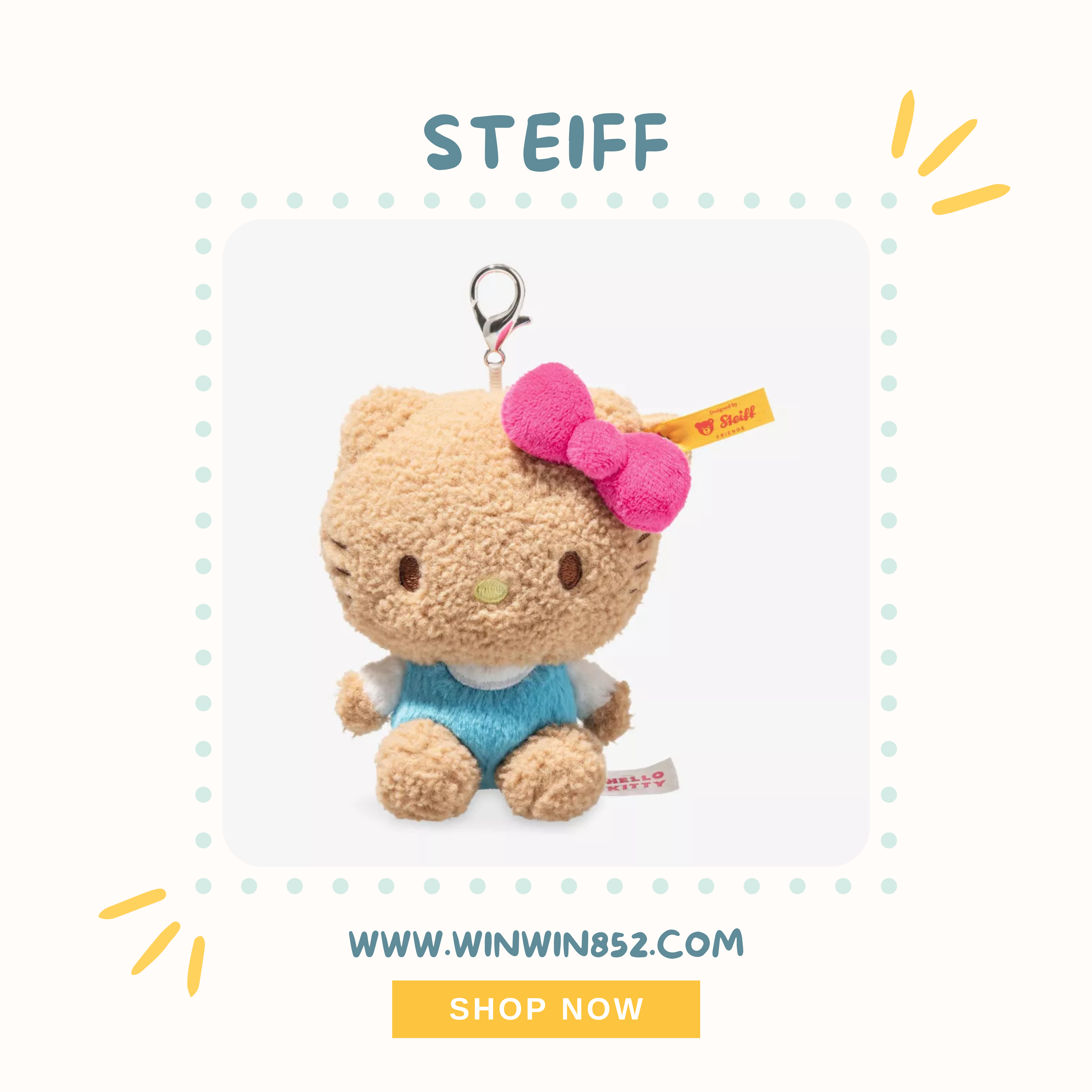 (Pre-order) Steiff x Hello Kitty Beige Key Ring 10cm