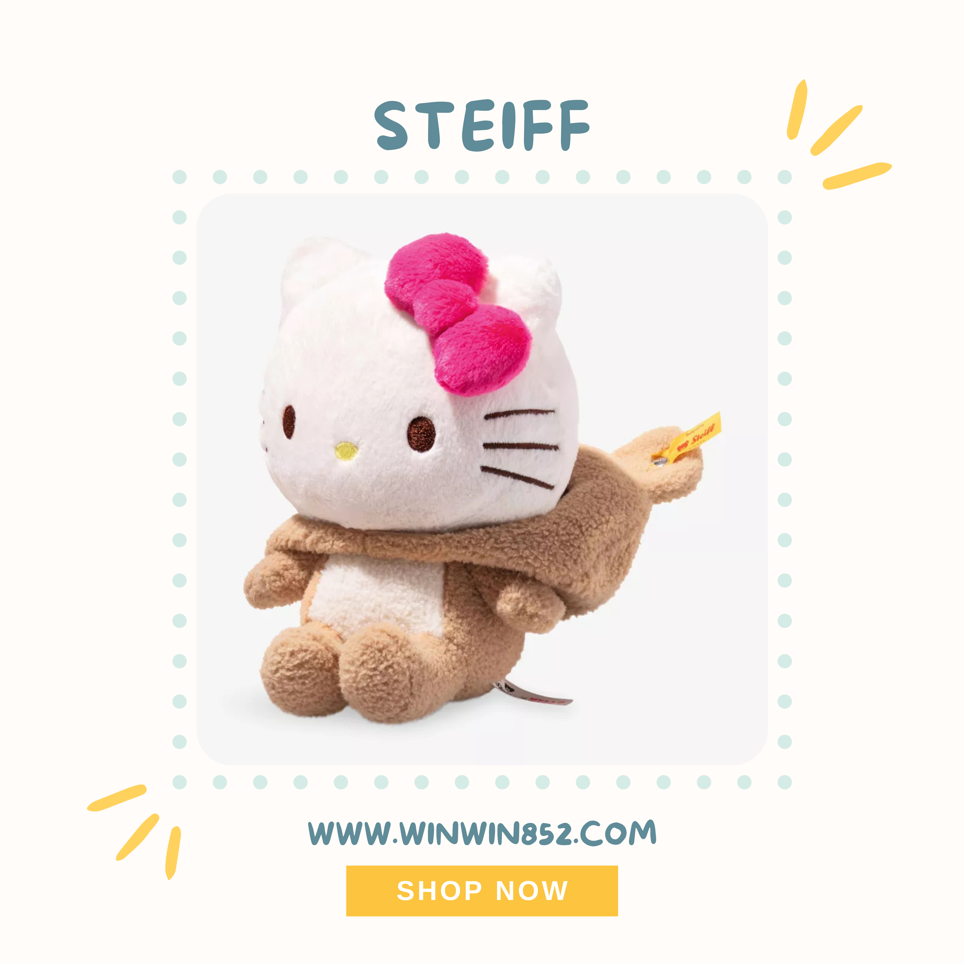 (Pre-order) Steiff x Hello Kitty in a Teddy Bear Costume 20cm