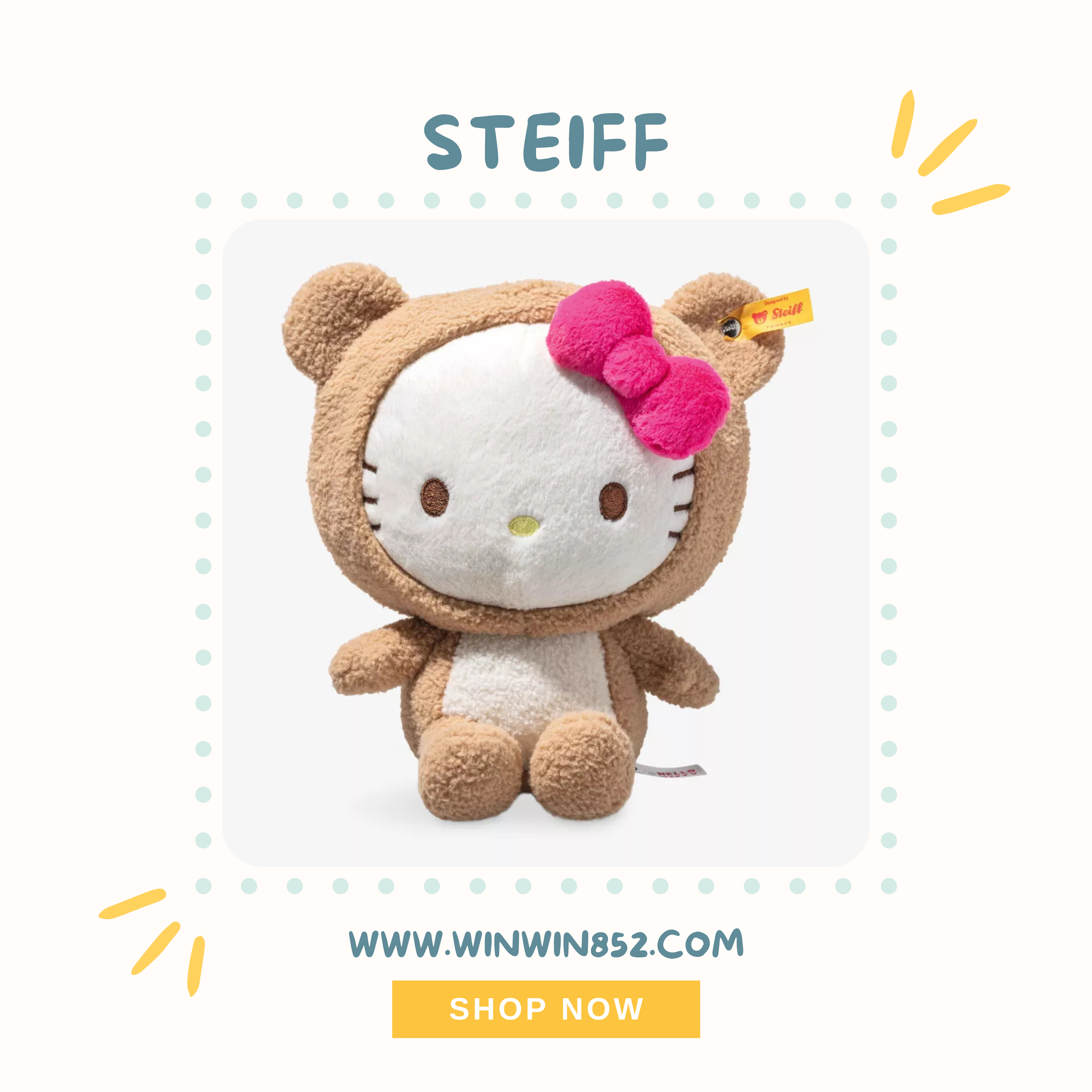 (Pre-order) Steiff x Hello Kitty in a Teddy Bear Costume 20cm