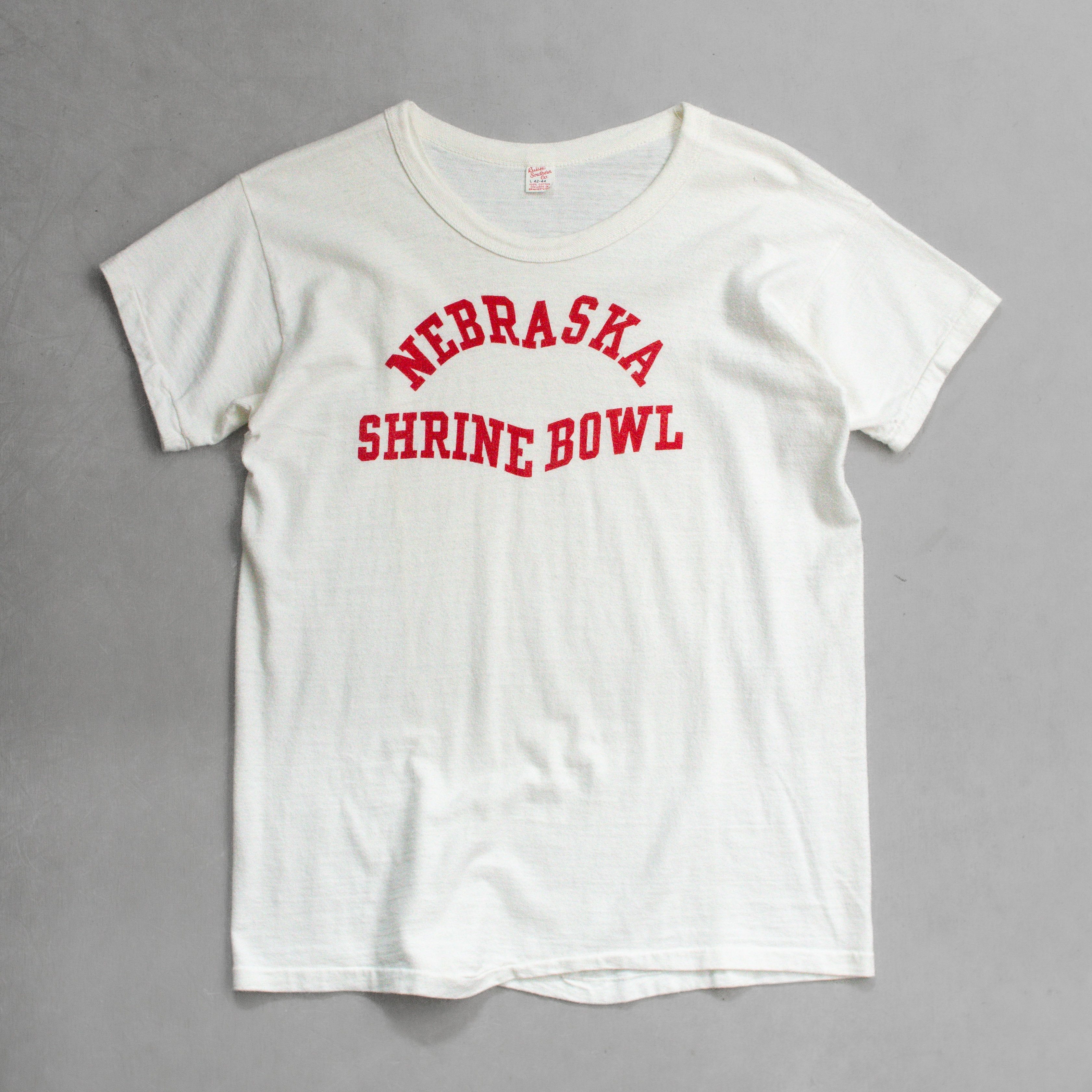60S RUSSELL ATHLETIC TEE 美國製 白色 內布拉斯加 美式足球 運動 短袖 T恤
