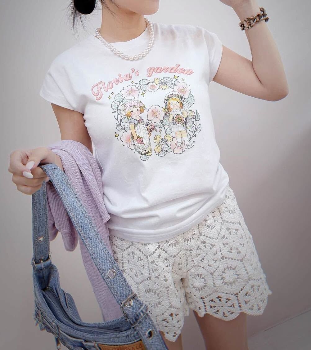 【甜美氛圍的法式娃娃造型棉tee】（現貨）