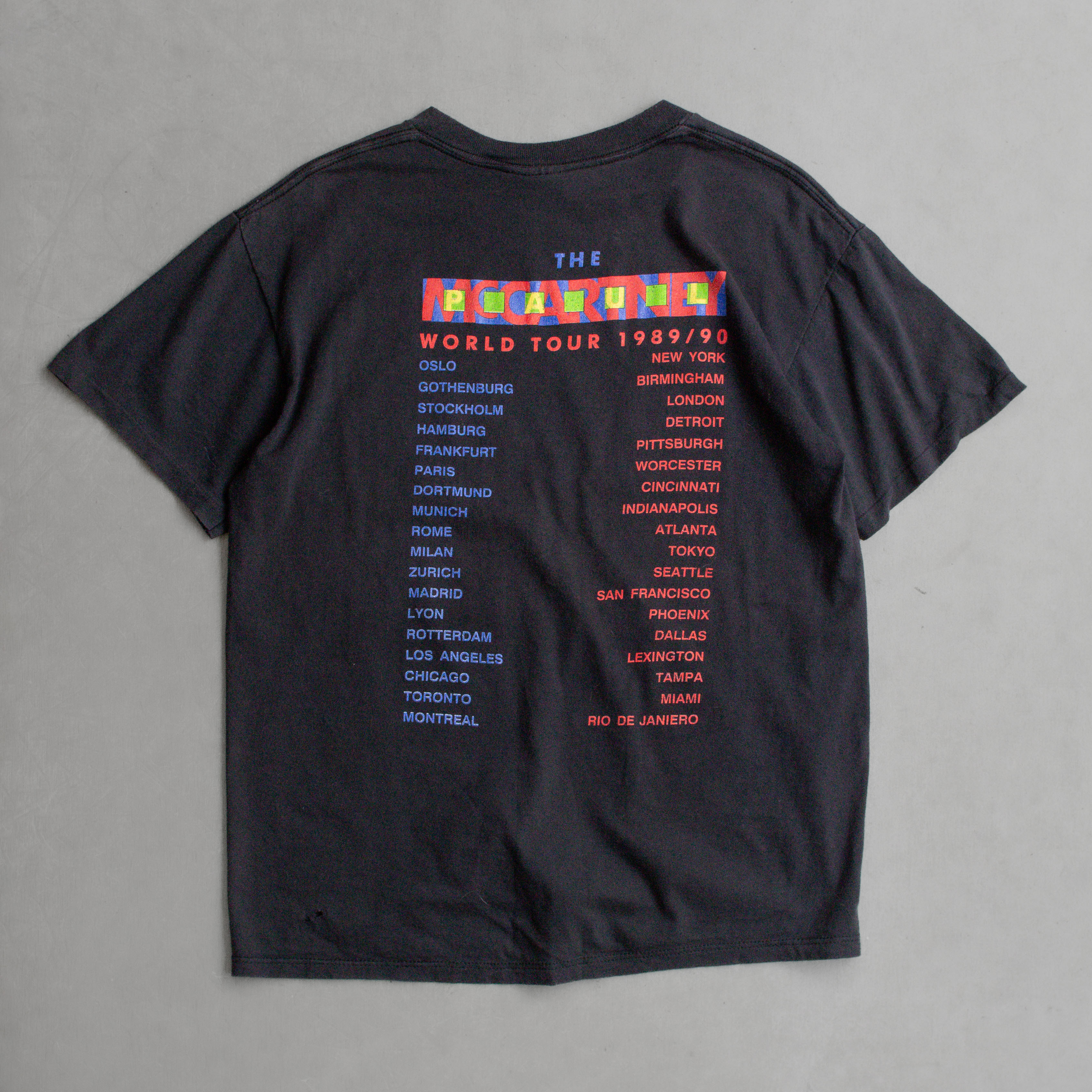 80-90S PAUL MCCARTNEY TOUR TEE 美國製 保羅麥卡尼 巡迴 黑色 短袖 T恤