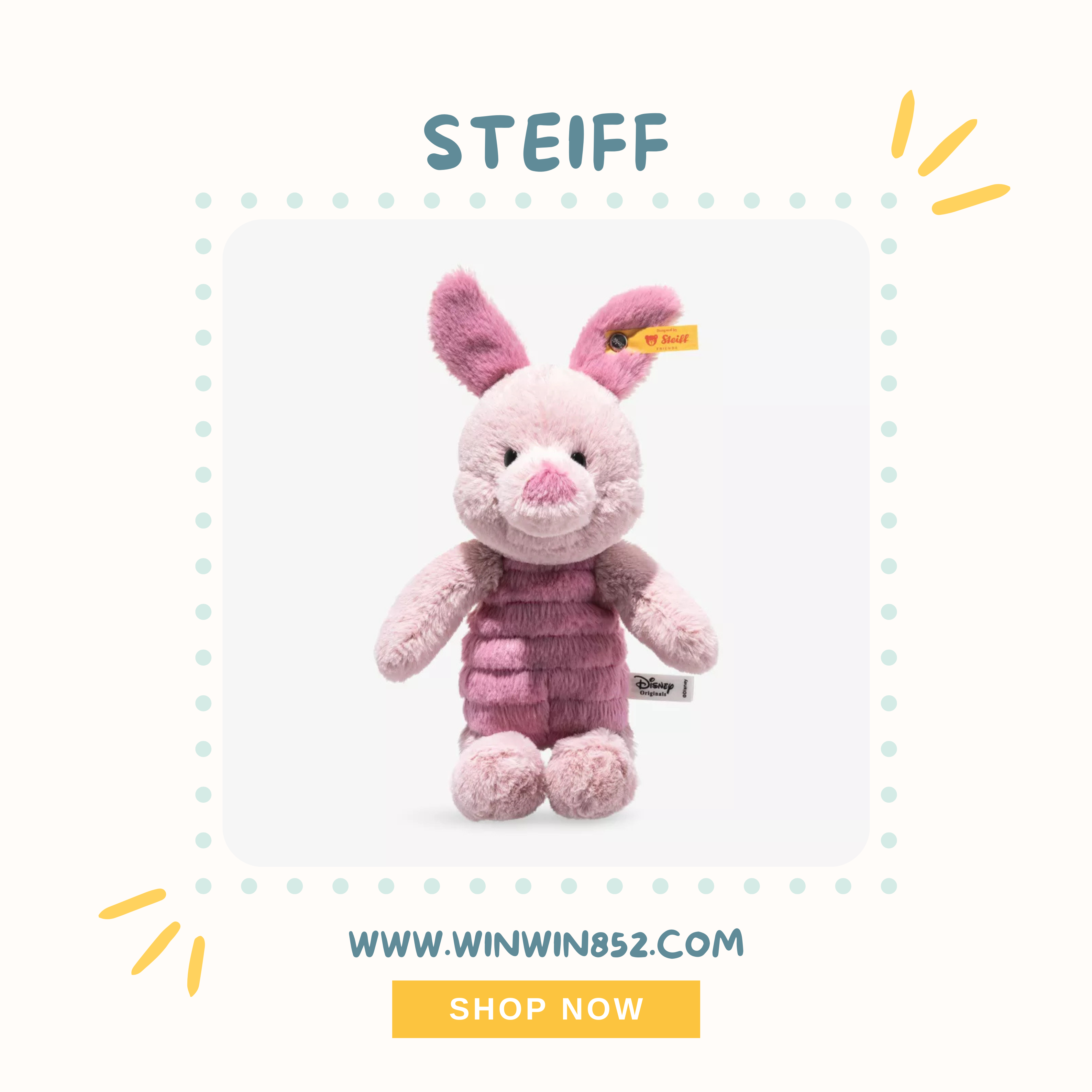 (Pre-order) Steiff Soft Cuddly Friends Piglet 20cm