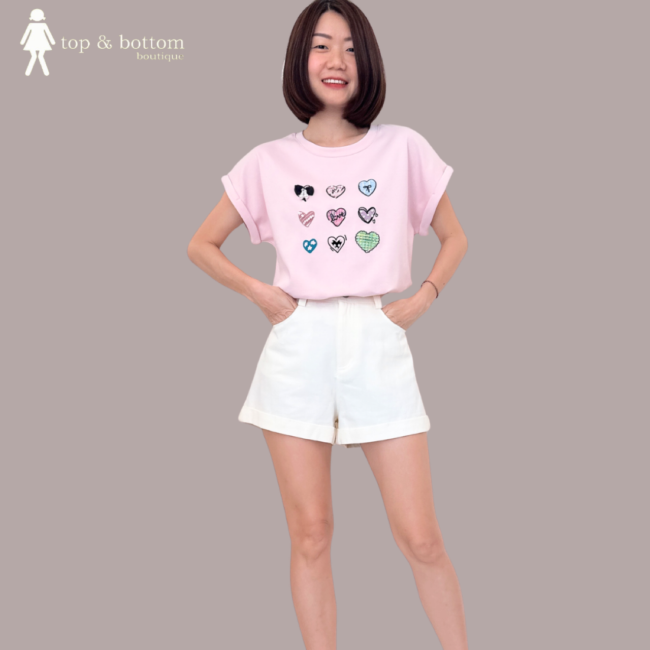 3D COLOURFUL LOVES V SLEEVE TEE