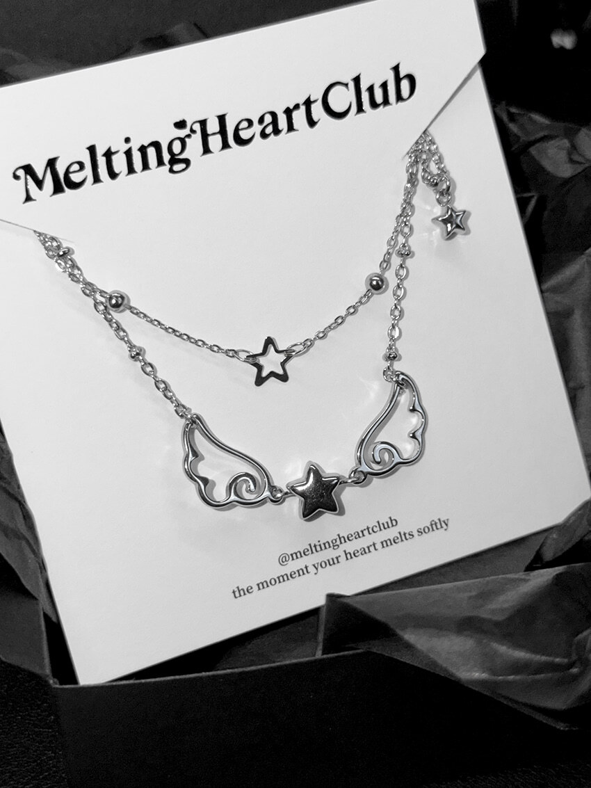 【預購】韓國代購 Melting Heart Club 醫療鋼 防過敏 天使 翅膀 星星 雙層 項鍊