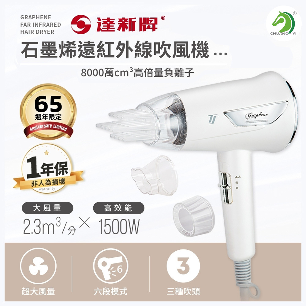 Graphene far-infrared moisturizing ion hair dryer